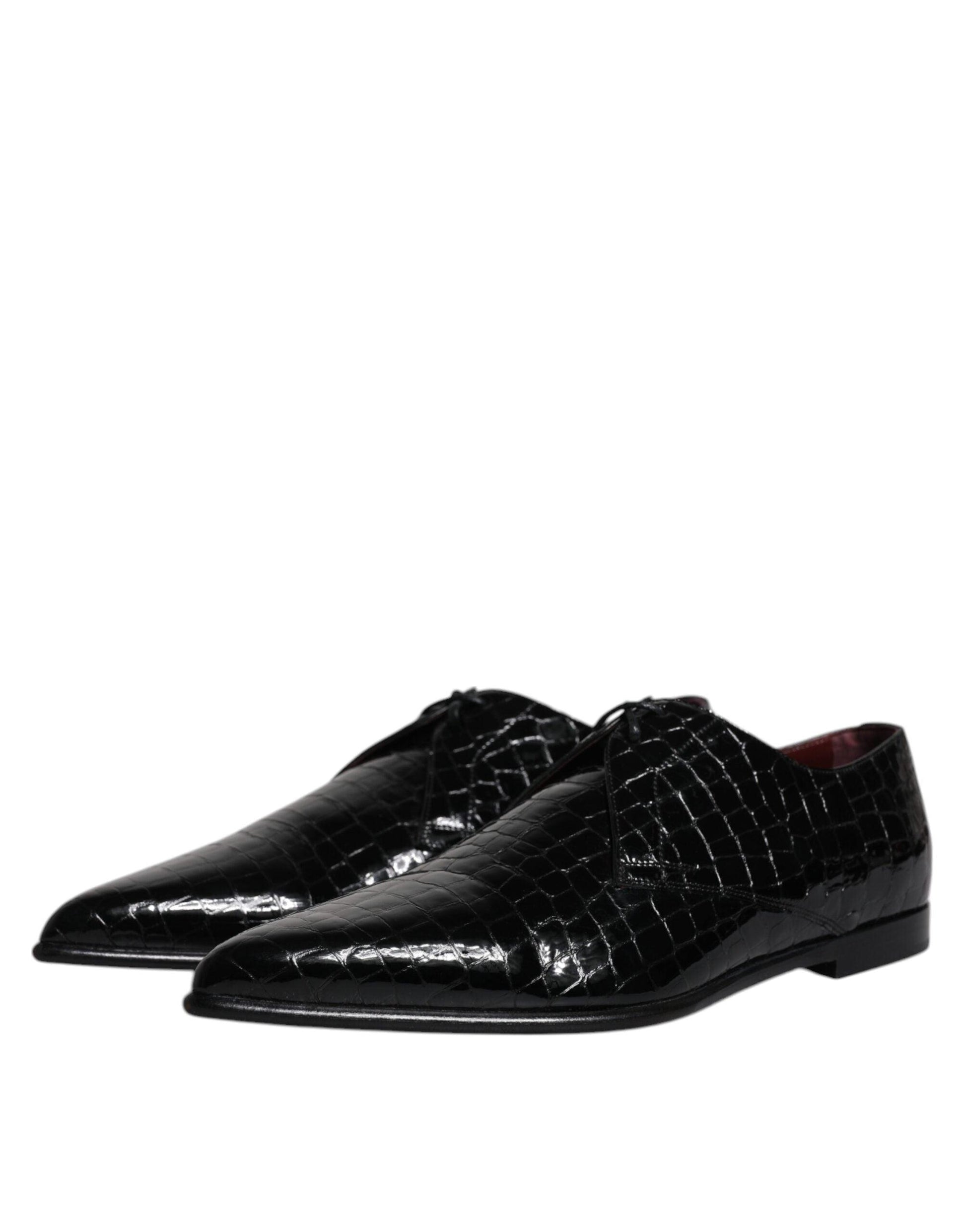 Dolce & Gabbana Black Exotic Leather Mens Derby Formal Shoes - Arichezz.store