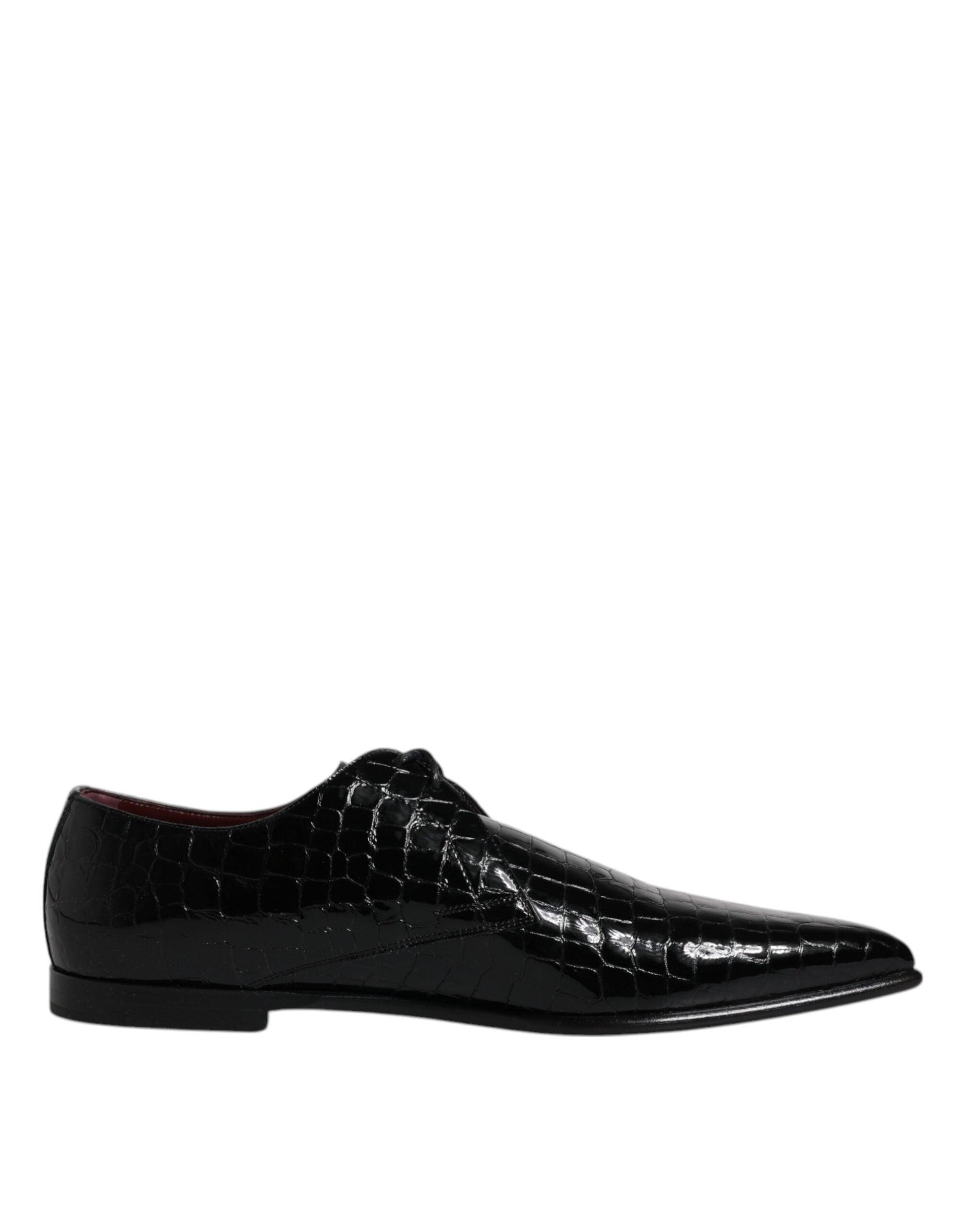 Dolce & Gabbana Black Exotic Leather Mens Derby Formal Shoes - Arichezz.store