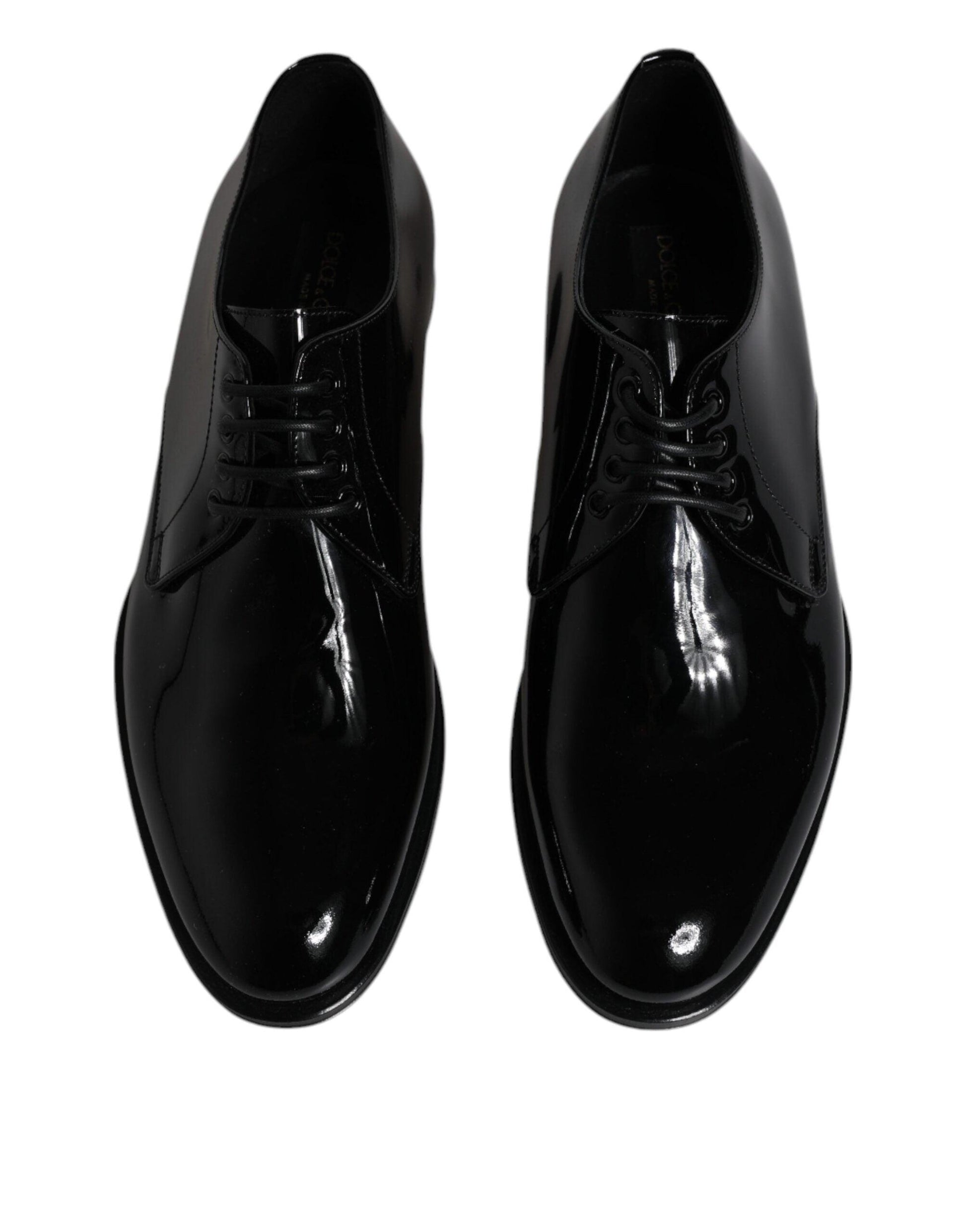 Dolce & Gabbana Black Patent Leather Derby Formal Dress Shoes - Arichezz.store