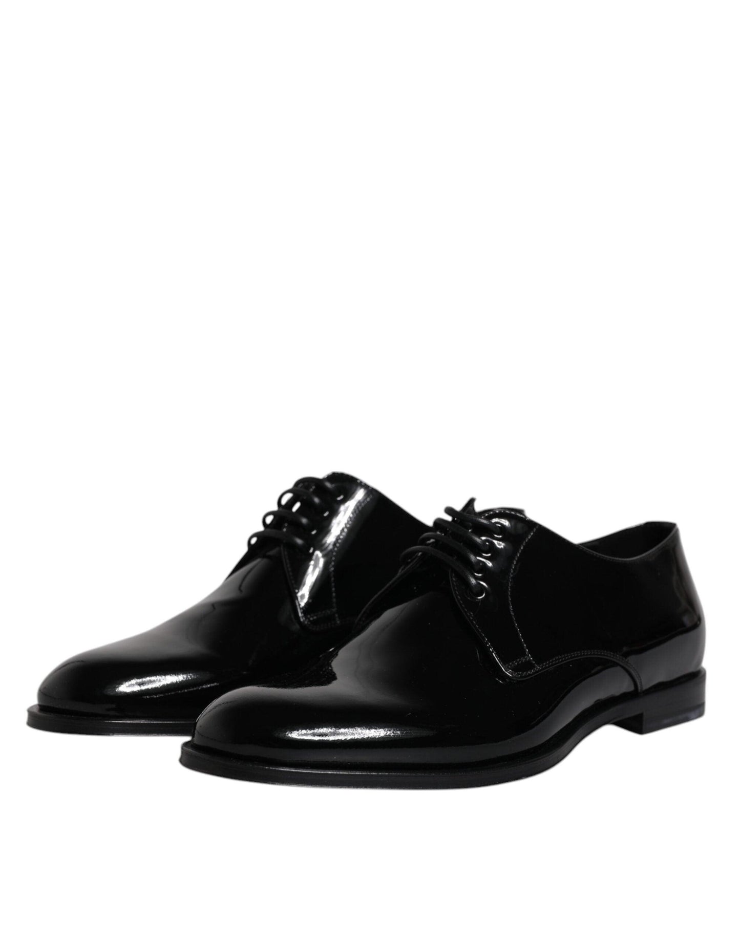 Dolce & Gabbana Black Patent Leather Derby Formal Dress Shoes - Arichezz.store