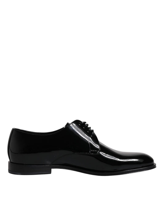 Dolce & Gabbana Black Patent Leather Derby Formal Dress Shoes - Arichezz.store