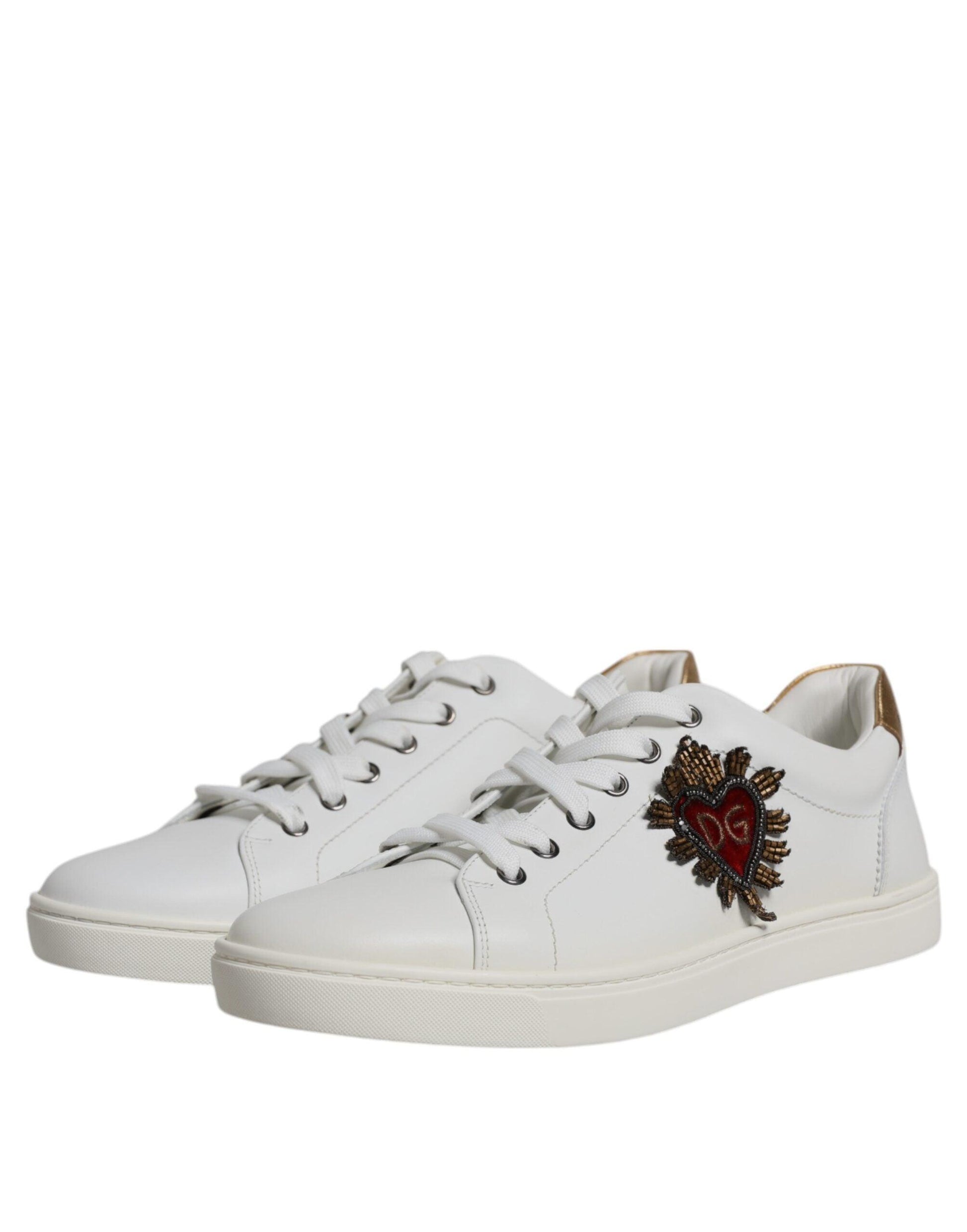 Dolce & Gabbana White London Heart Low Top Sneakers Shoes - Arichezz.store