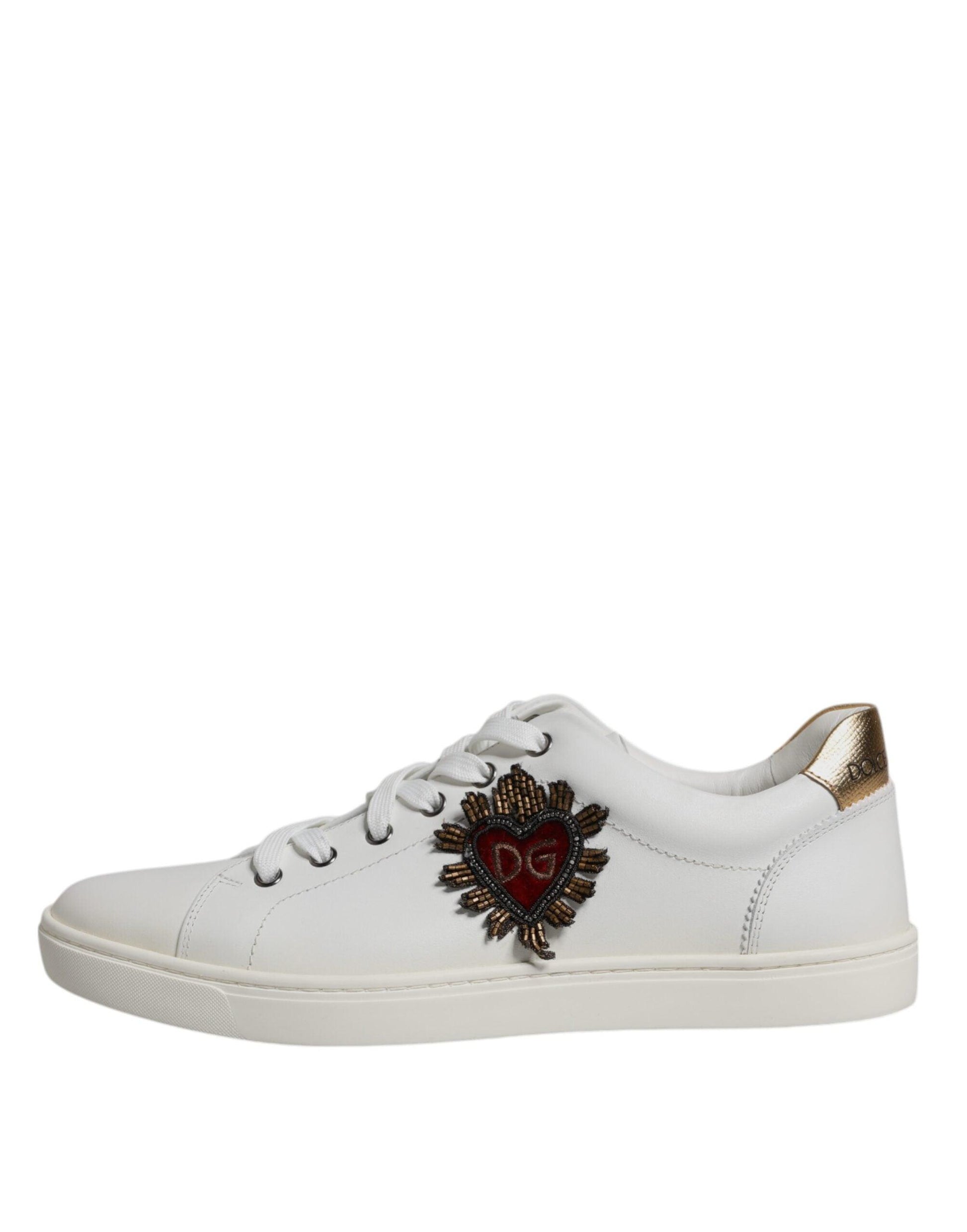 Dolce & Gabbana White London Heart Low Top Sneakers Shoes - Arichezz.store