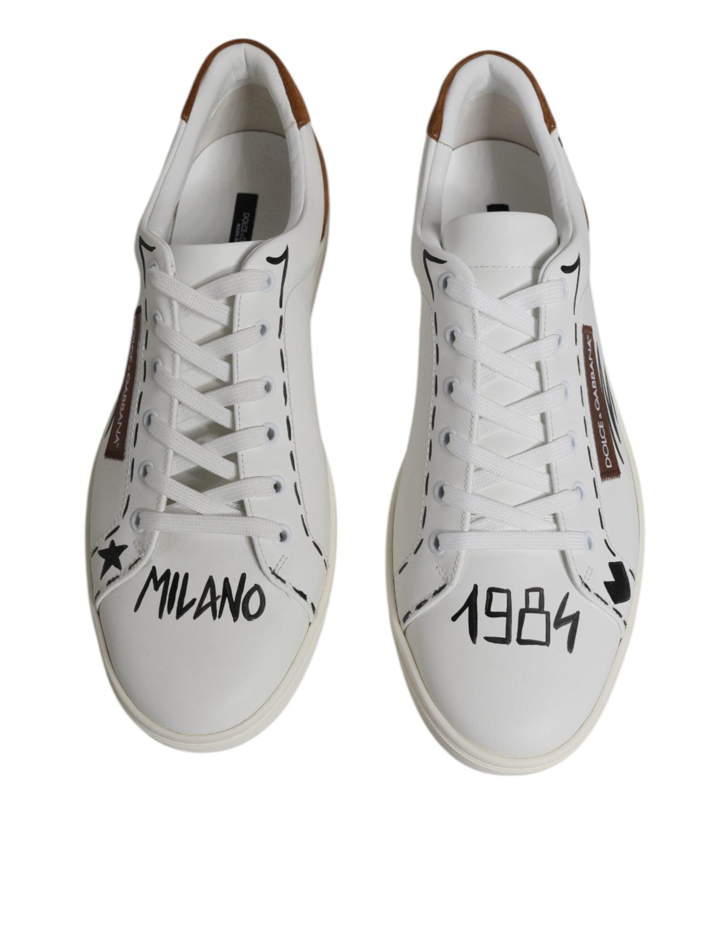 Dolce & Gabbana White Brown London Low Top Men Sneakers Shoes - Arichezz.store