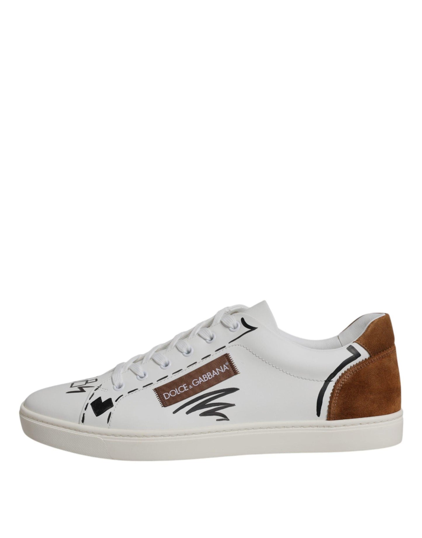 Dolce & Gabbana White Brown London Low Top Men Sneakers Shoes - Arichezz.store