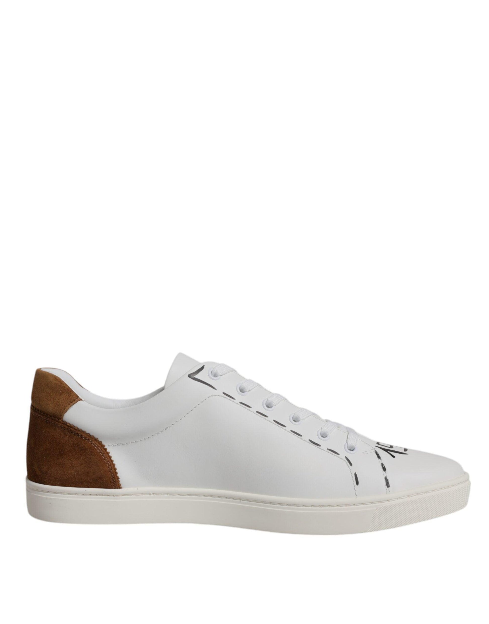 Dolce & Gabbana White Brown London Low Top Men Sneakers Shoes - Arichezz.store