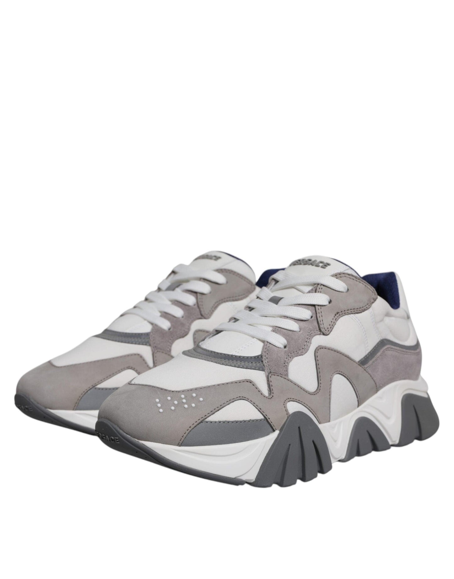 Versace Grey Leather Neoprene Chunky Low Top Squalo Sneakers Shoes - Arichezz.store