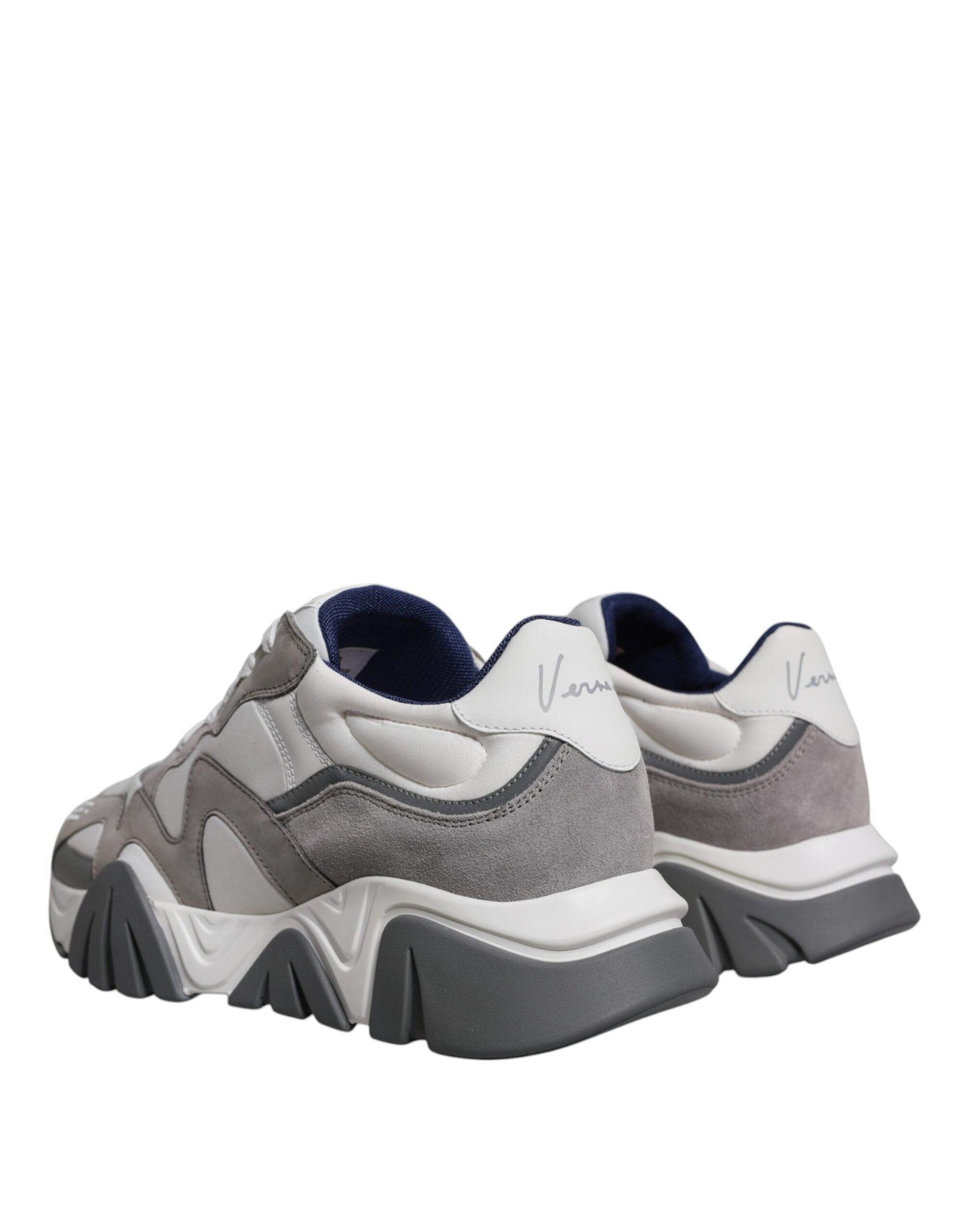 Versace Grey Leather Neoprene Chunky Low Top Squalo Sneakers Shoes - Arichezz.store