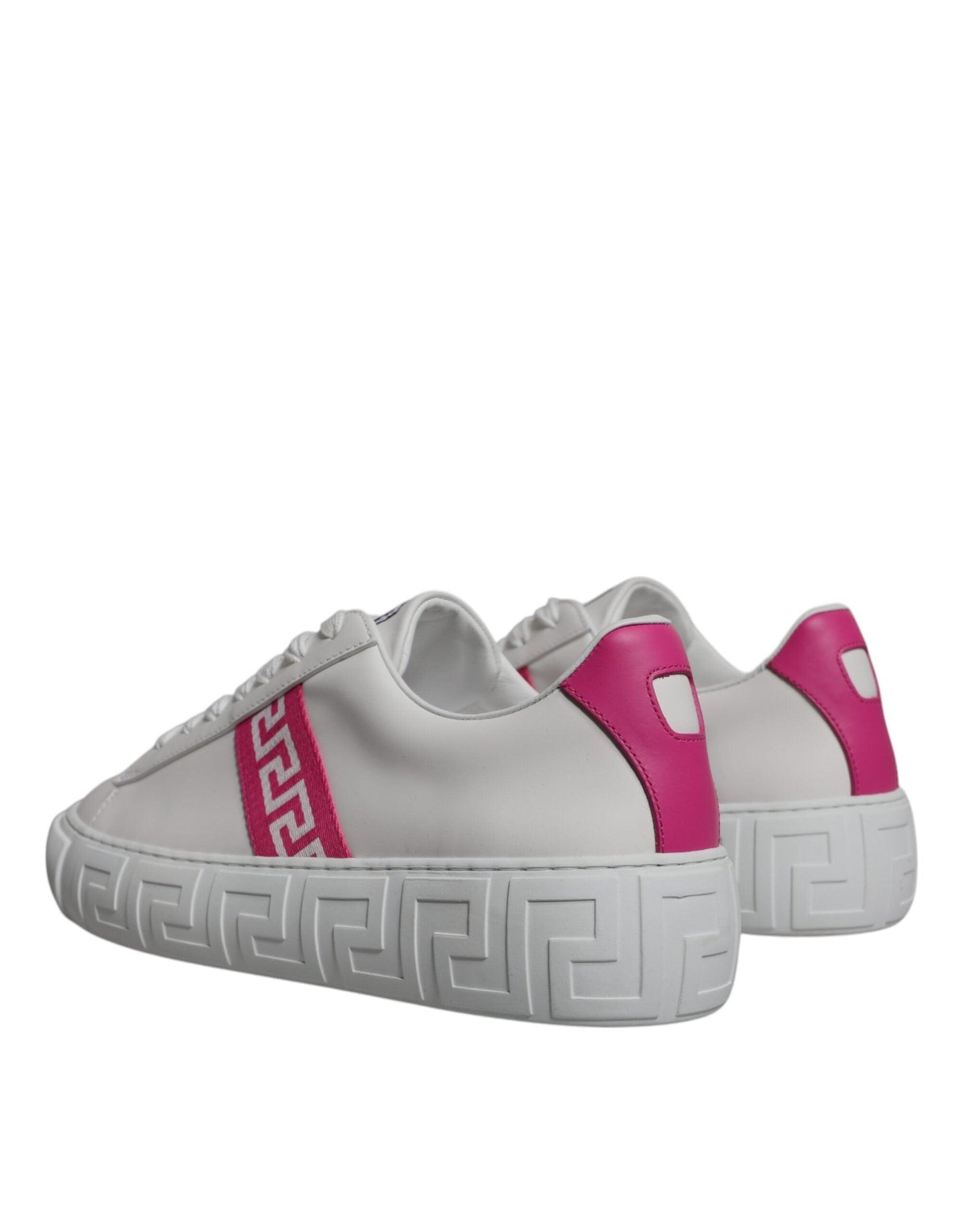 Versace White Pink Greca Print Platform Low Top Sneakers Shoes - Arichezz.store