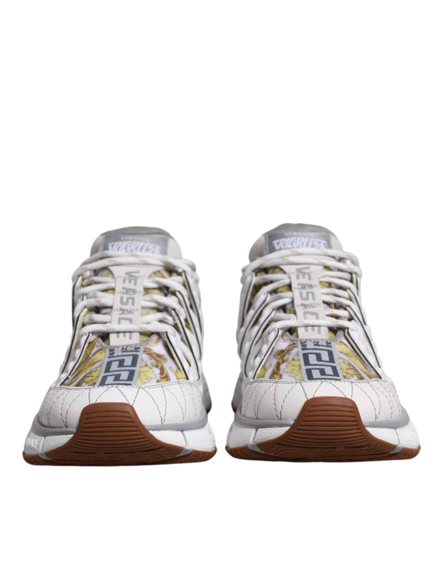 Versace White Trigreca Barocco Print Low Top Sneakers Shoes - Arichezz.store