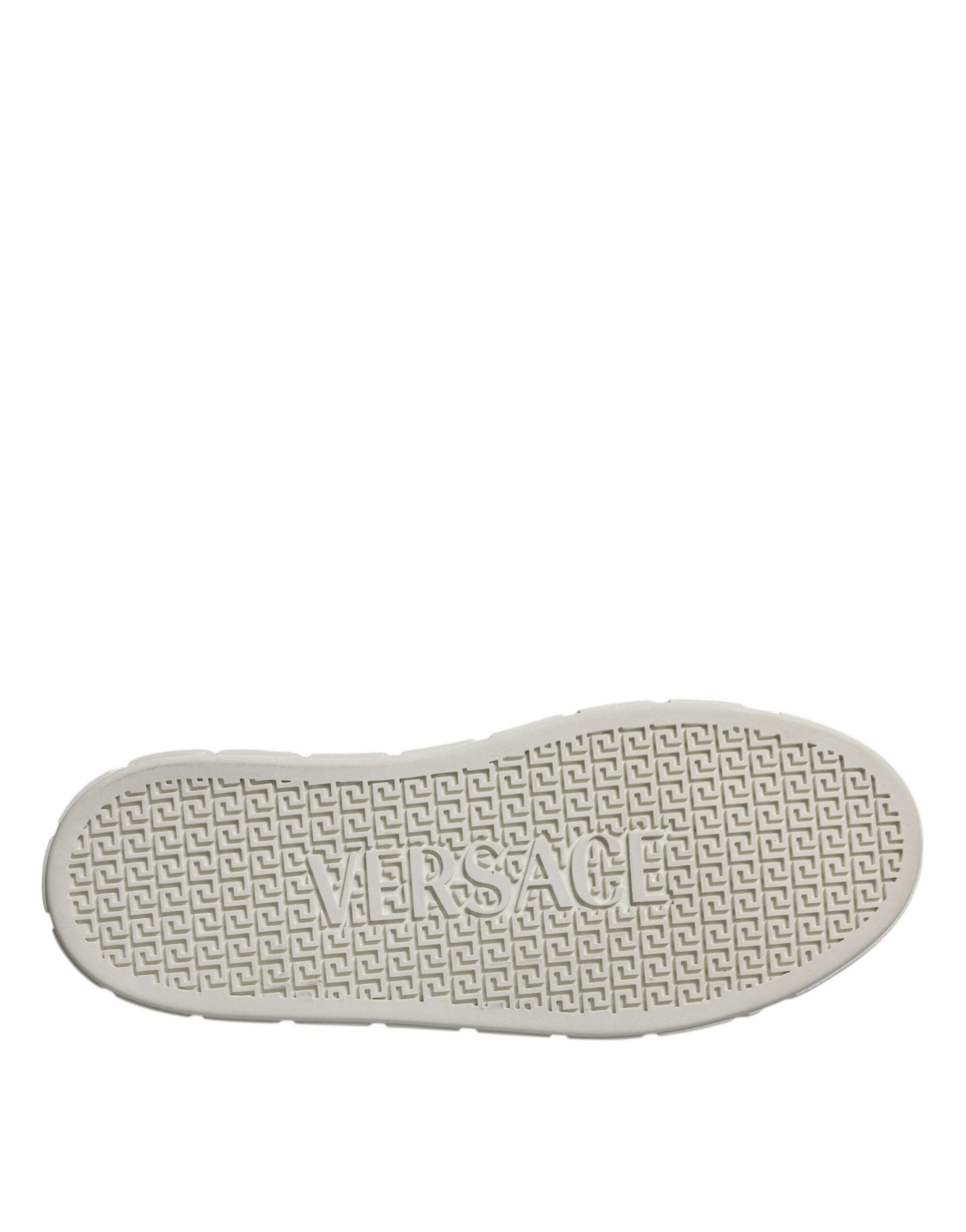 Versace White Brown Greca Print Low Top Men Sneakers - Arichezz.store