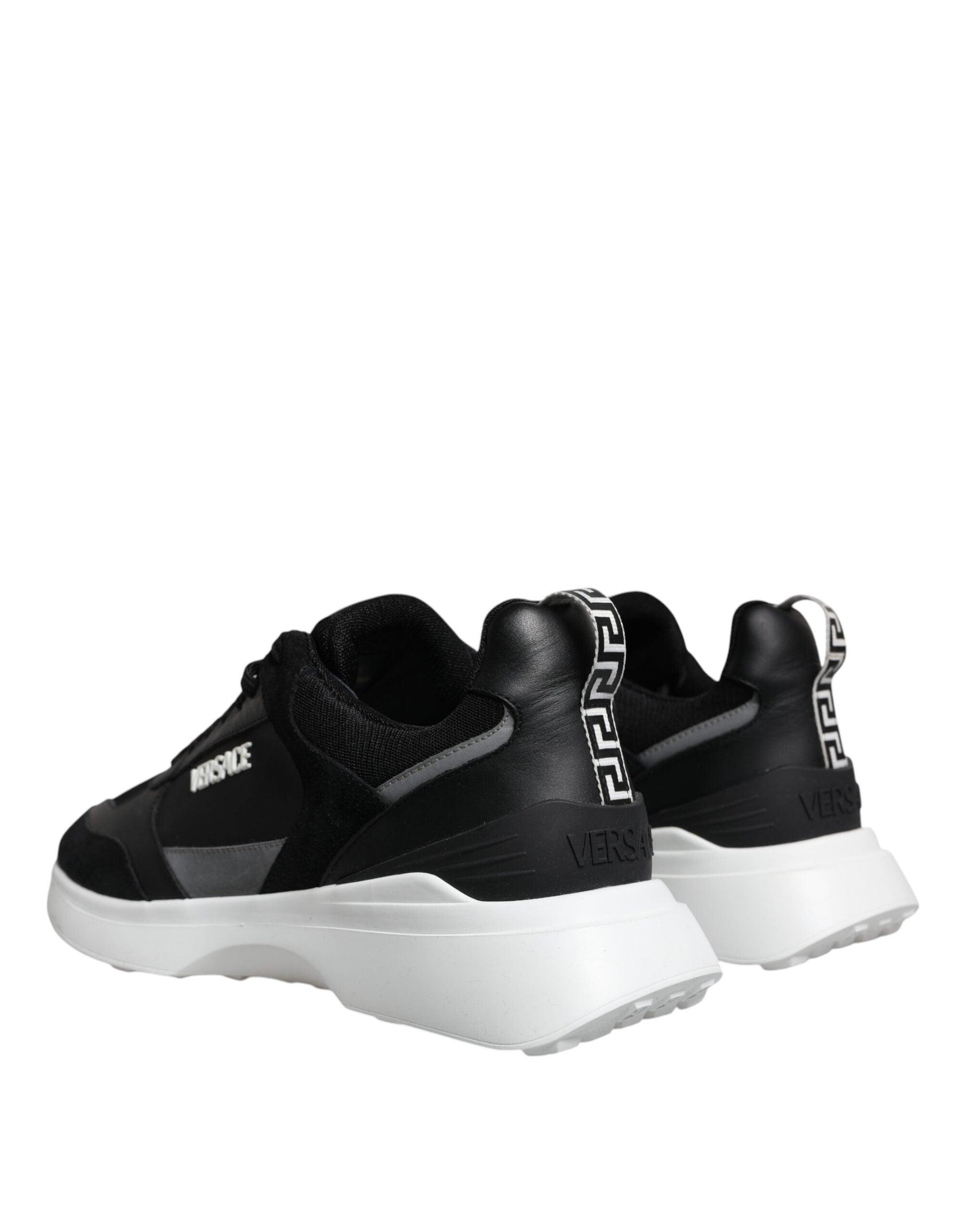 Versace Black Canvas Quad Fabric Medusa Low Top Sneaker Shoes - Arichezz.store