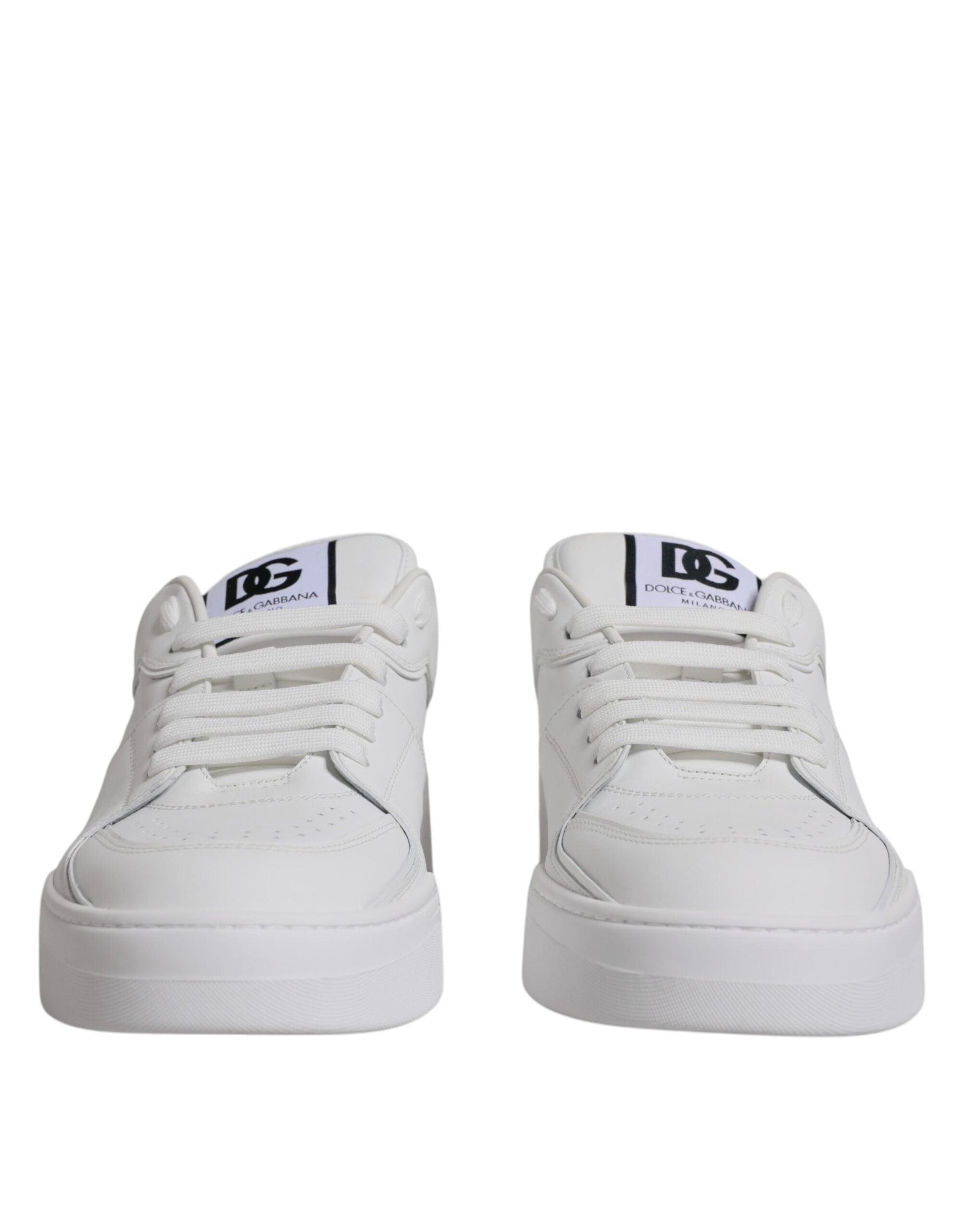 Dolce & Gabbana White Miami Leather Low Top Sneakers Shoes - Arichezz.store