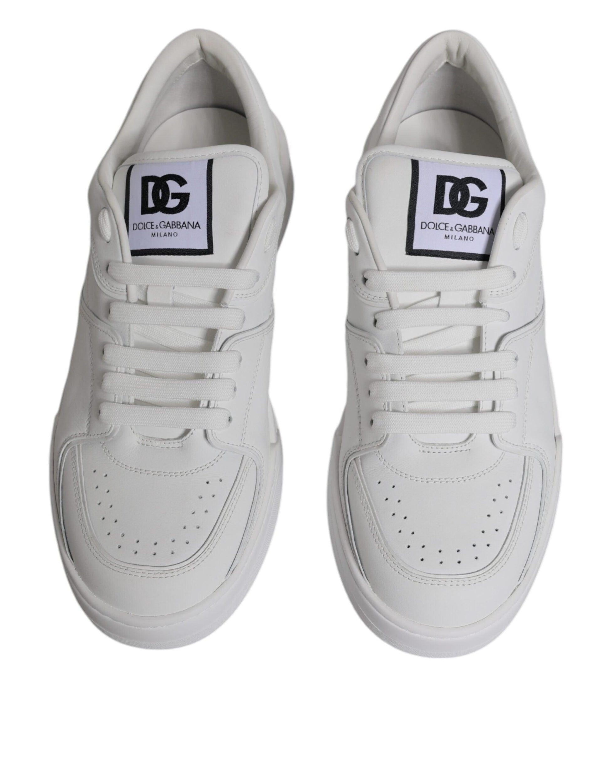 Dolce & Gabbana White Miami Leather Low Top Sneakers Shoes - Arichezz.store