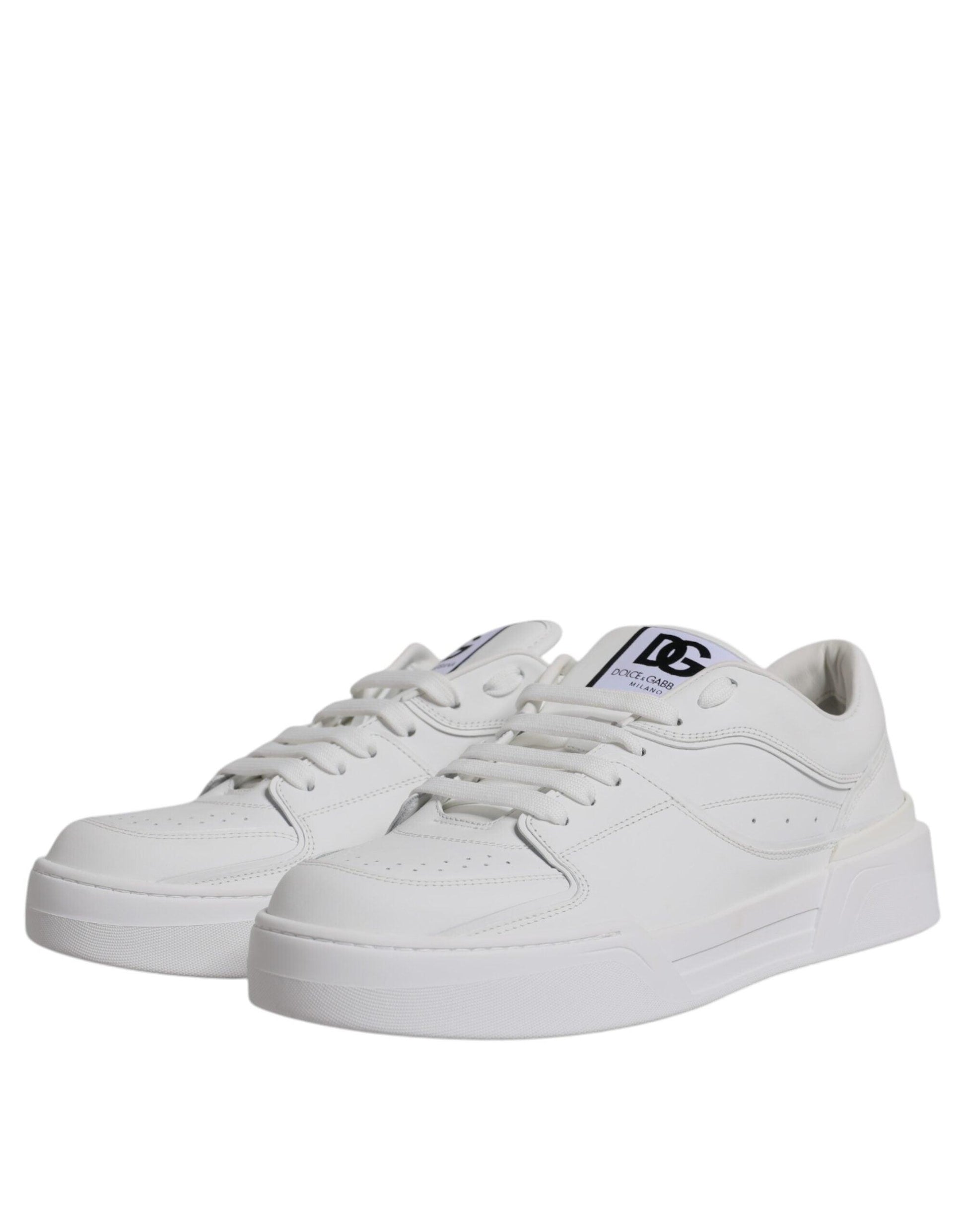 Dolce & Gabbana White Miami Leather Low Top Sneakers Shoes - Arichezz.store