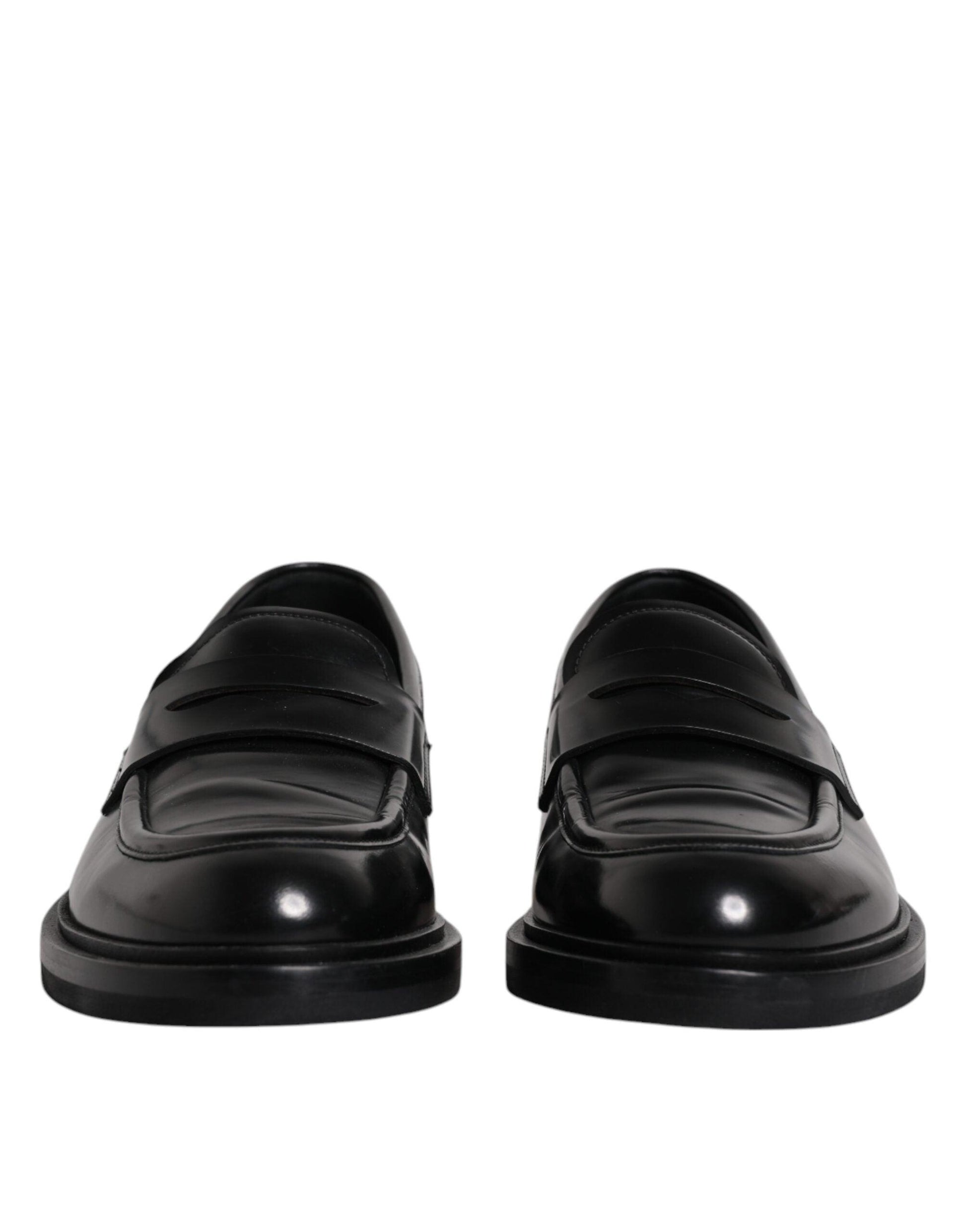 Dolce & Gabbana Black Leather Mocassin Formal Dress Shoes - Arichezz.store