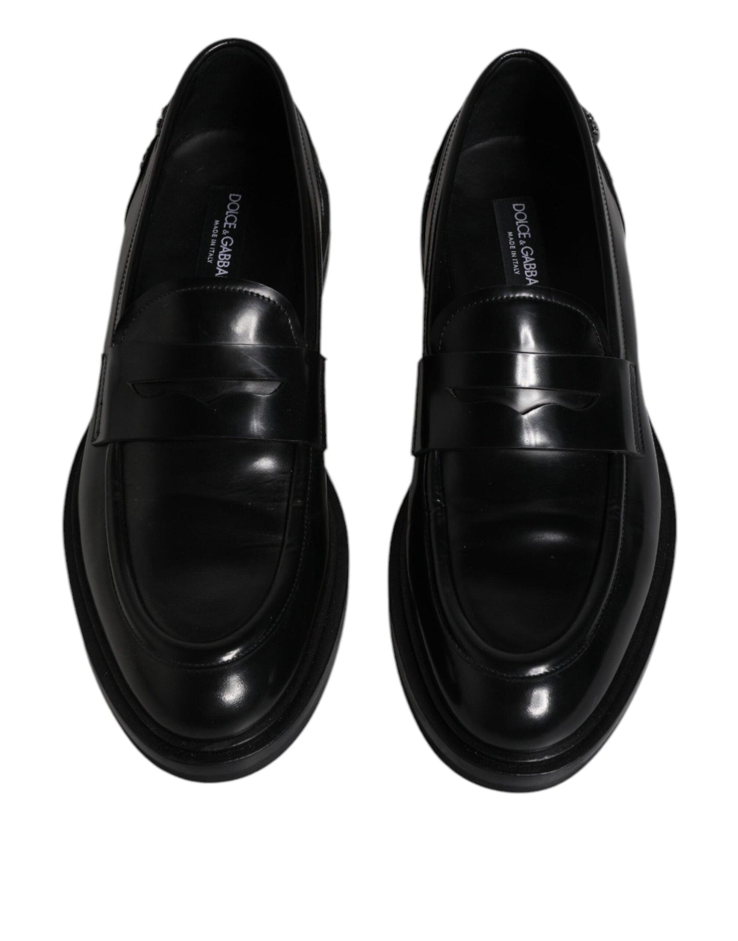 Dolce & Gabbana Black Leather Mocassin Formal Dress Shoes - Arichezz.store