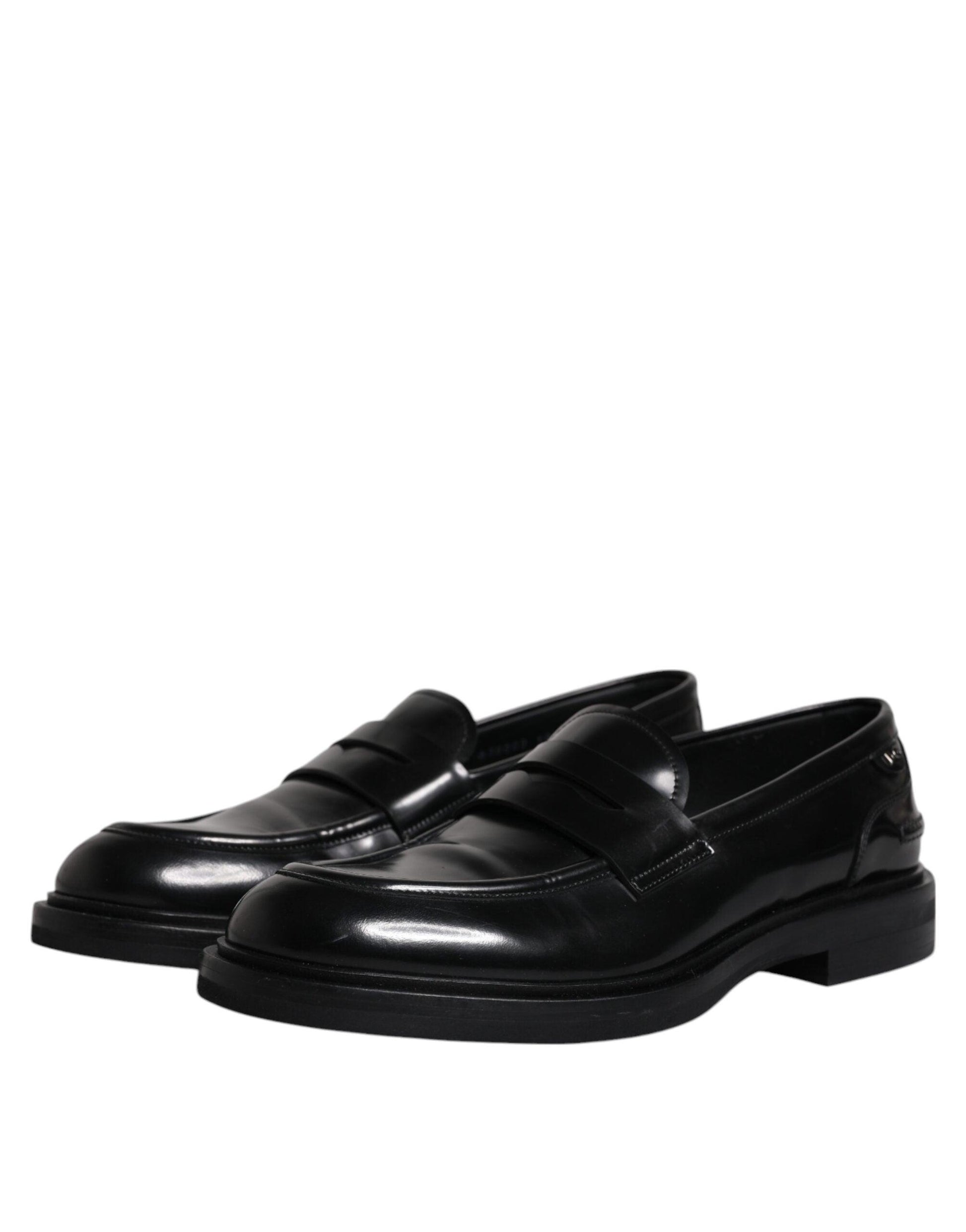 Dolce & Gabbana Black Leather Mocassin Formal Dress Shoes - Arichezz.store