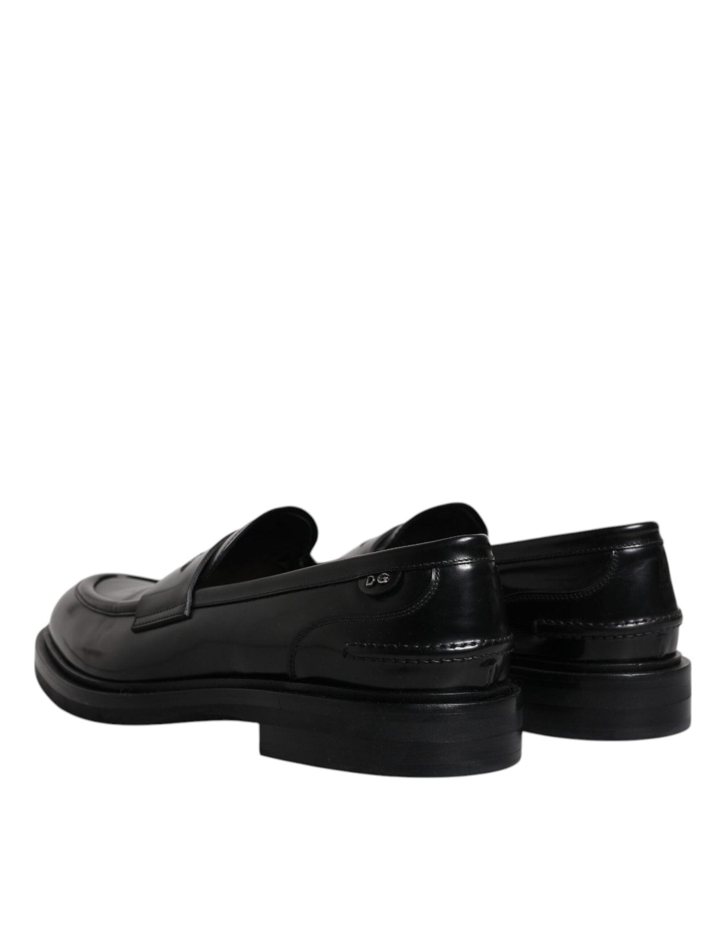 Dolce & Gabbana Black Leather Mocassin Formal Dress Shoes - Arichezz.store