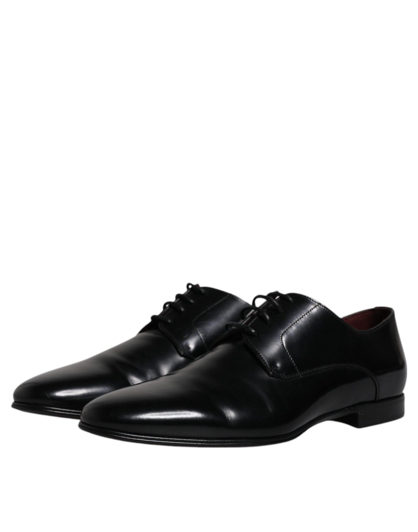 Dolce & Gabbana Black Leather Lace Up Men Derby Formal Shoes - Arichezz.store