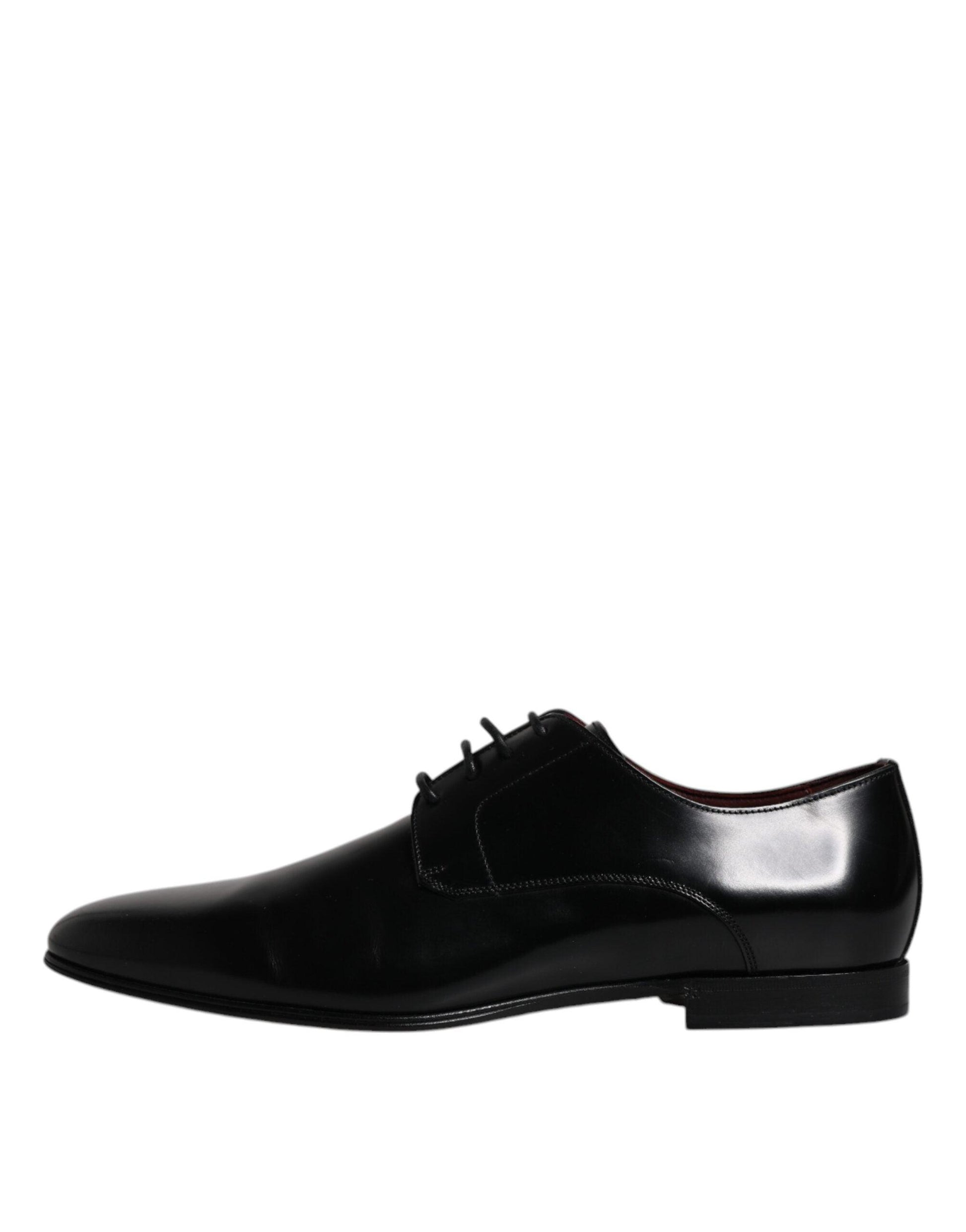 Dolce & Gabbana Black Leather Lace Up Men Derby Formal Shoes - Arichezz.store