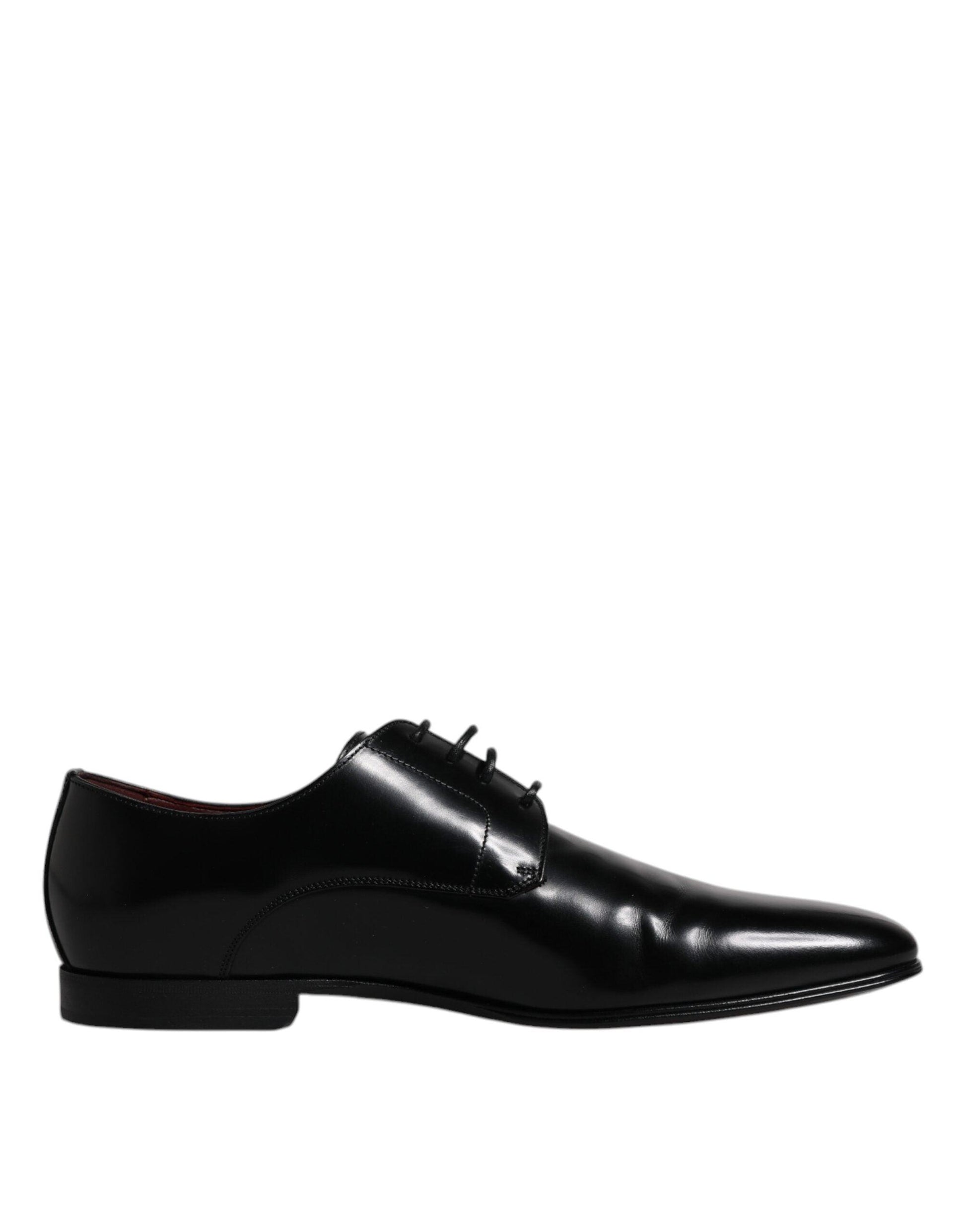 Dolce & Gabbana Black Leather Lace Up Men Derby Formal Shoes - Arichezz.store