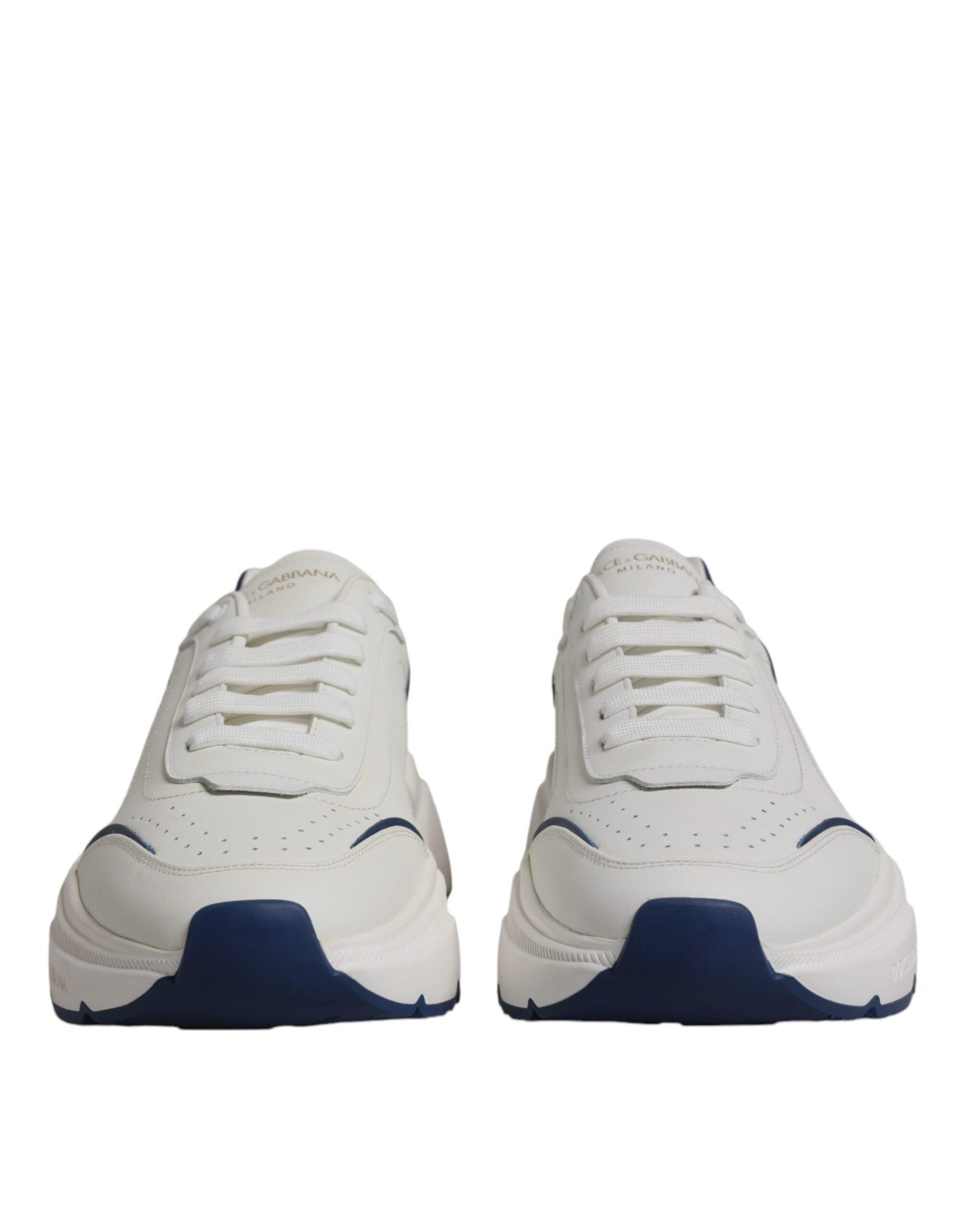 Dolce & Gabbana White Blue DAYMASTER Leather Sneakers Shoes - Arichezz.store