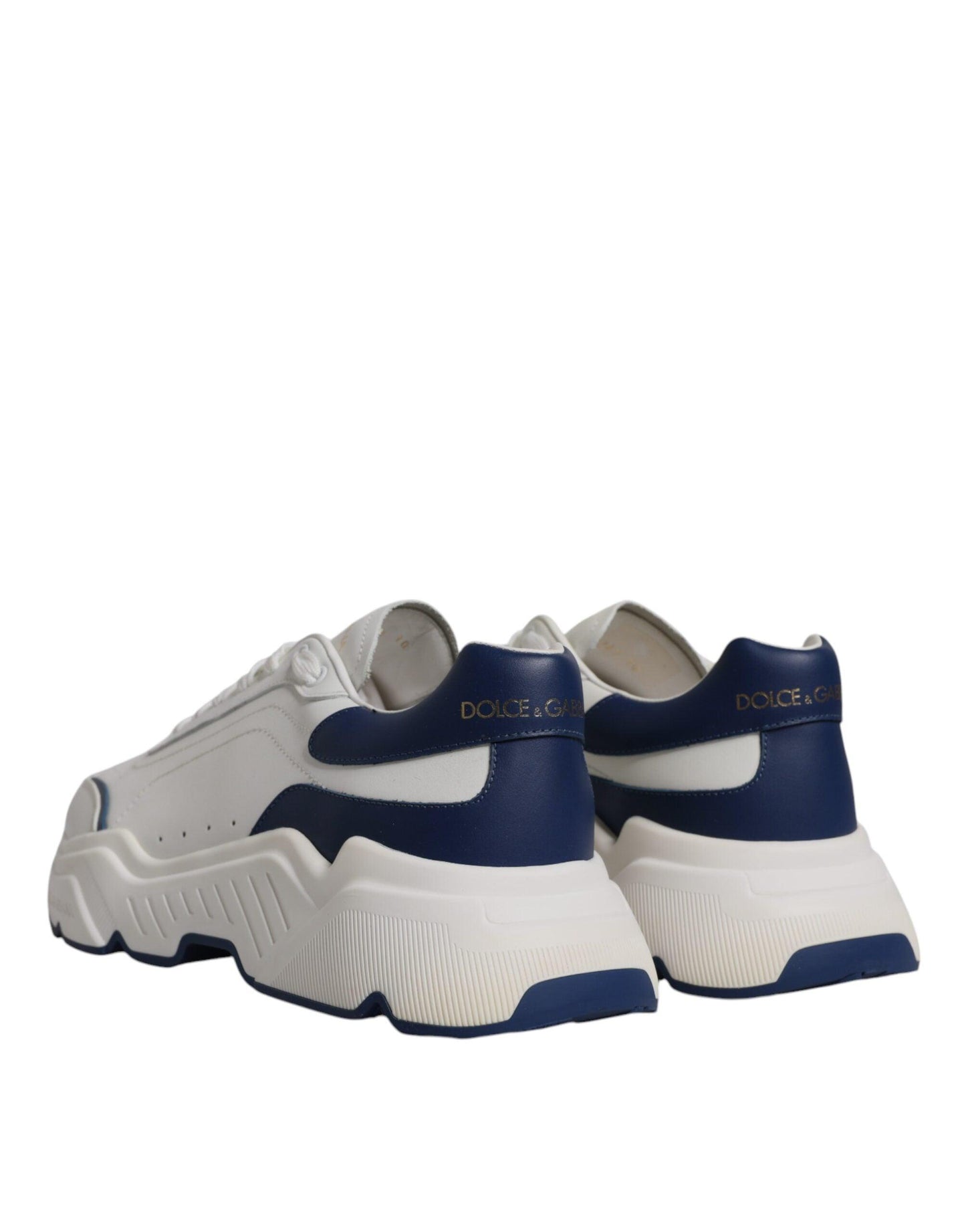 Dolce & Gabbana White Blue DAYMASTER Leather Sneakers Shoes - Arichezz.store