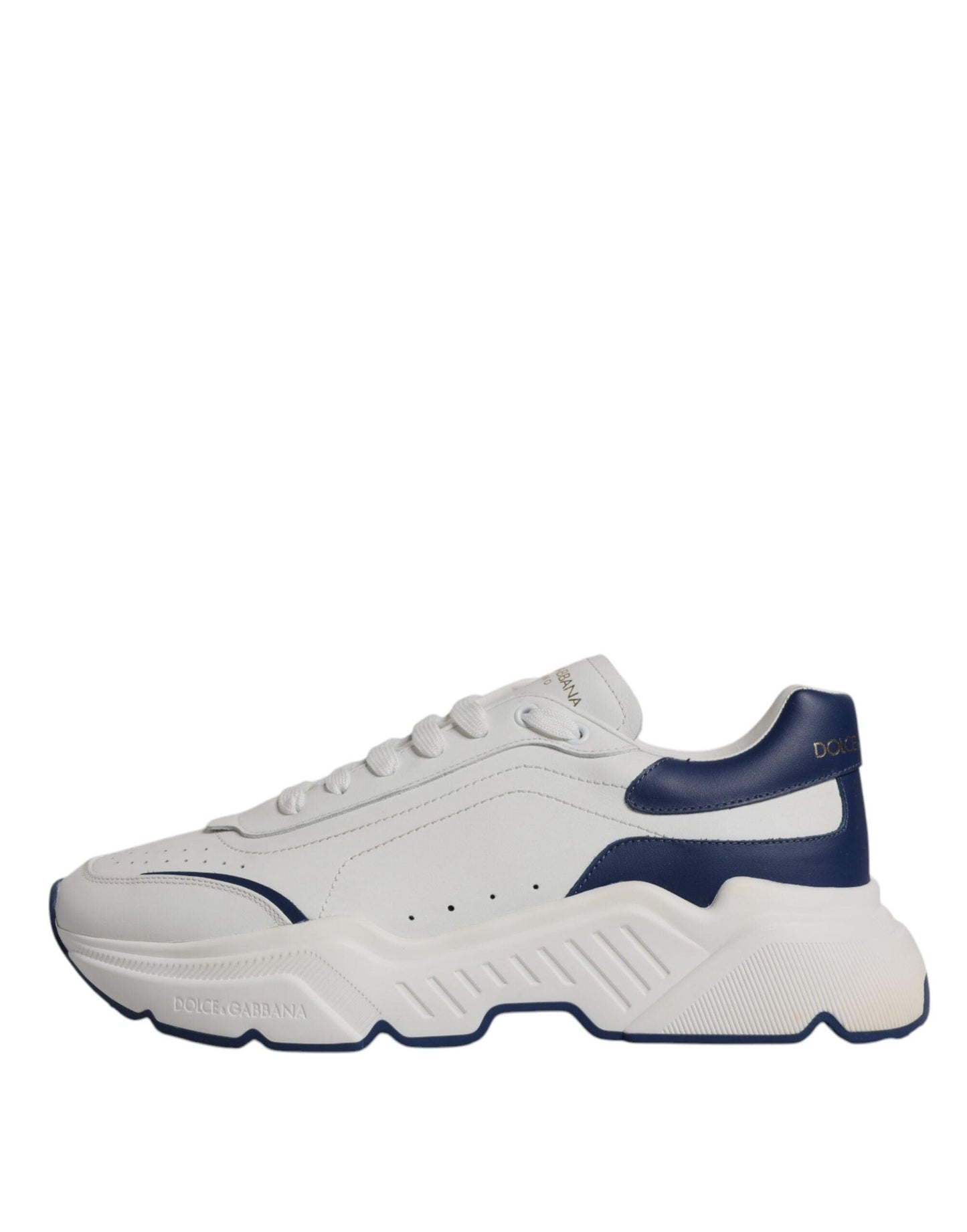 Dolce & Gabbana White Blue DAYMASTER Leather Sneakers Shoes - Arichezz.store