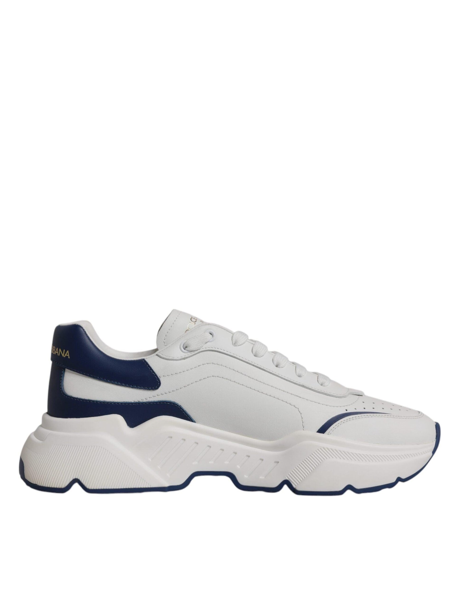 Dolce & Gabbana White Blue DAYMASTER Leather Sneakers Shoes - Arichezz.store