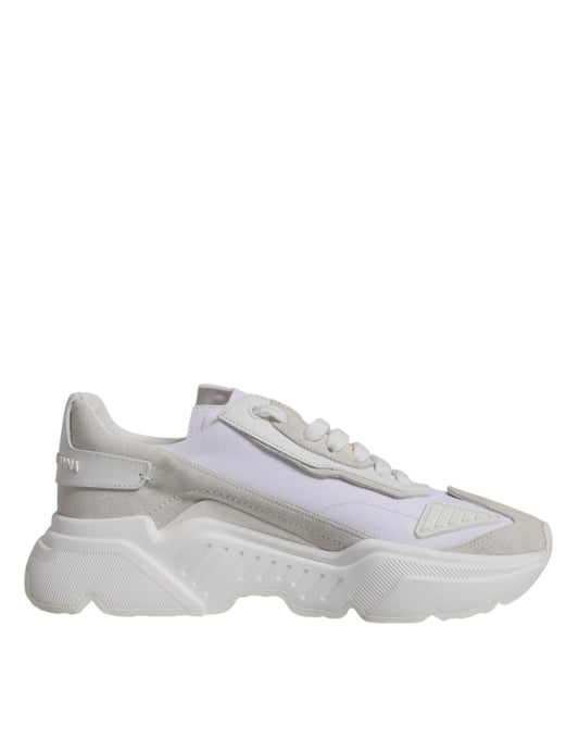 Dolce & Gabbana White Leather Daymaster Low Top Sneakers Shoes - Arichezz.store