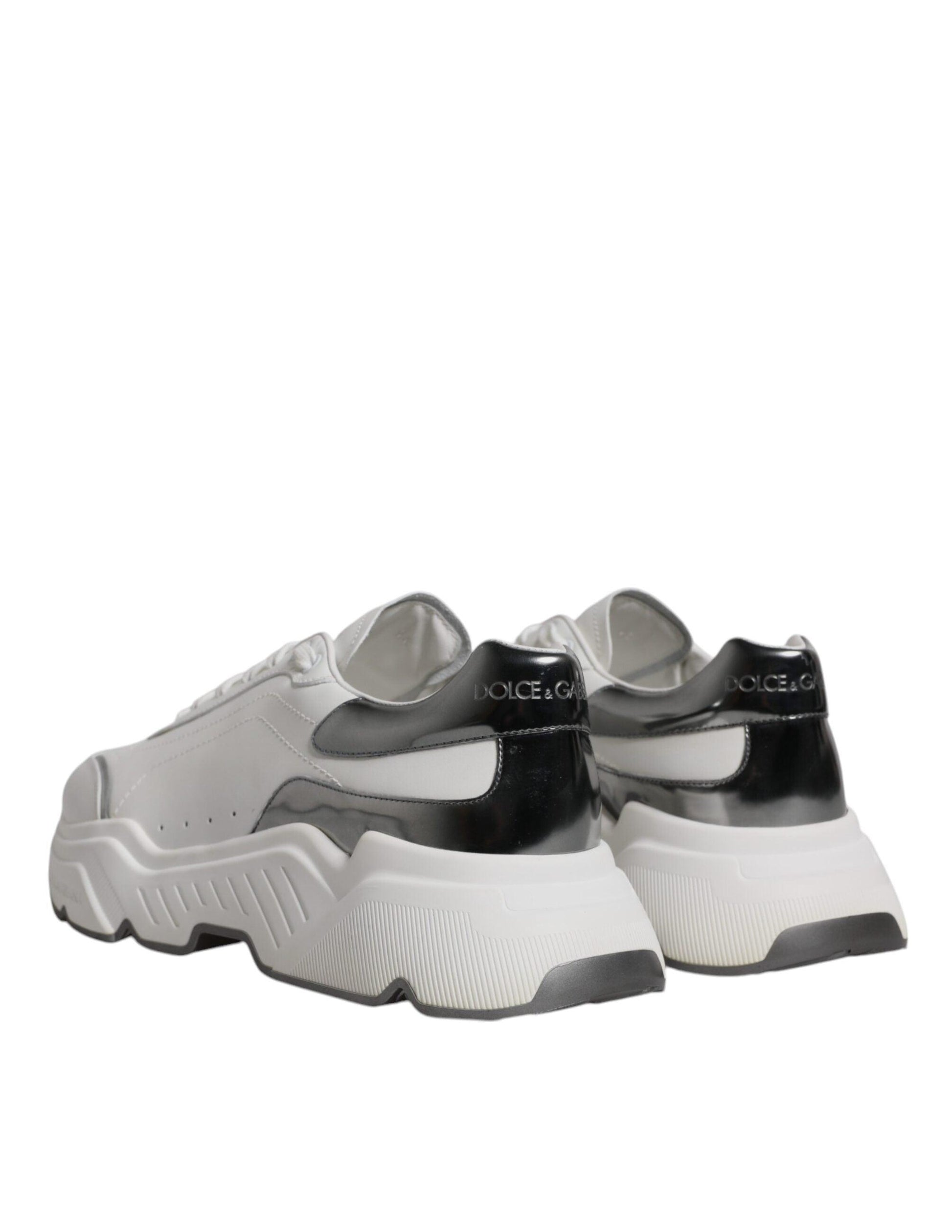 Dolce & Gabbana White Silver DAYMASTER Leather Sneakers Shoes - Arichezz.store