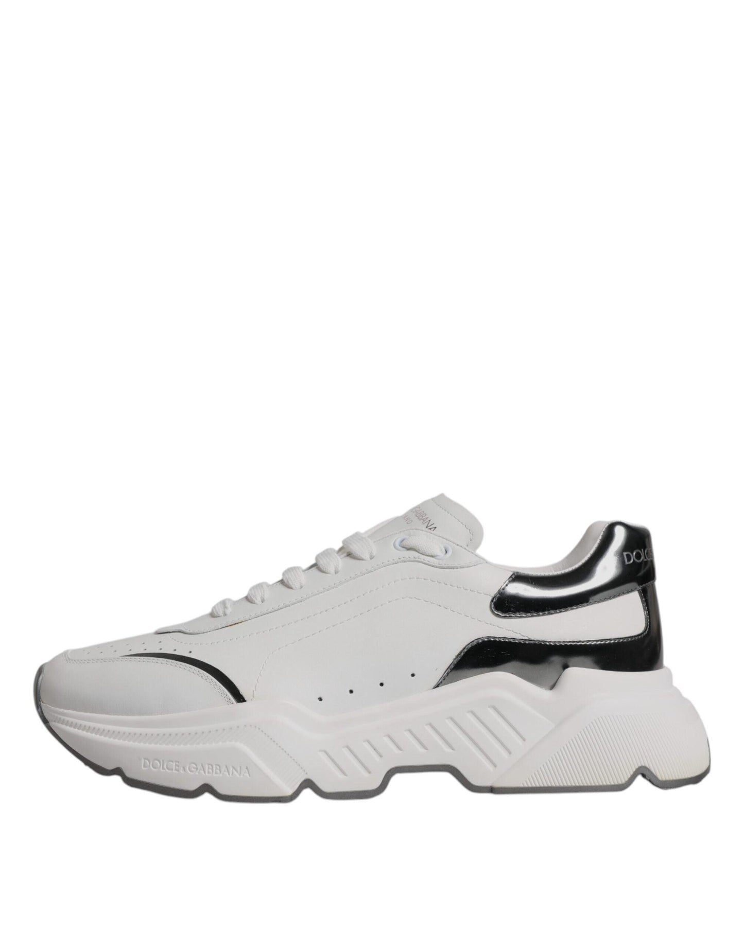 Dolce & Gabbana White Silver DAYMASTER Leather Sneakers Shoes - Arichezz.store