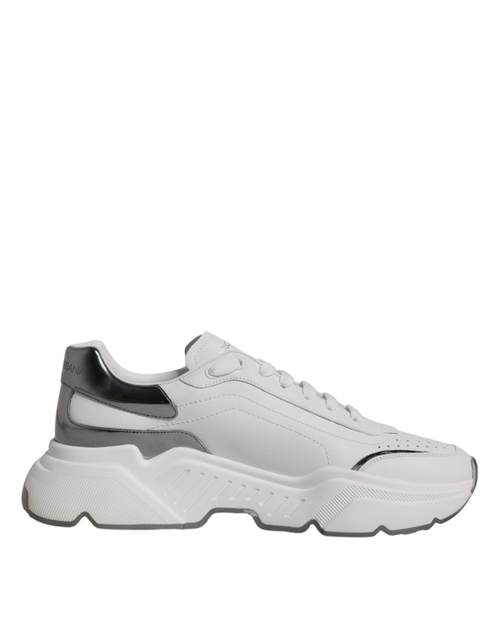 Dolce & Gabbana White Silver DAYMASTER Leather Sneakers Shoes - Arichezz.store