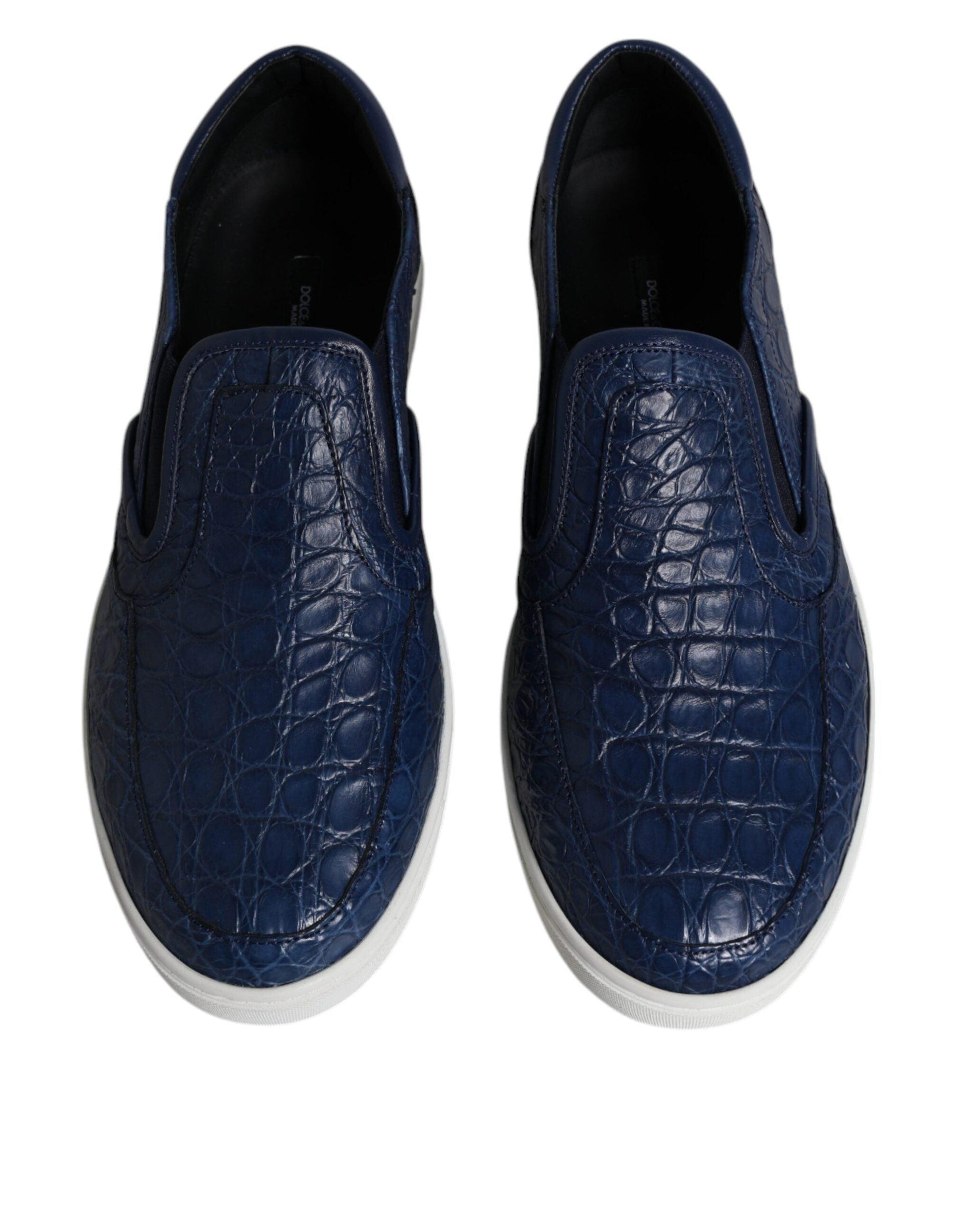 Dolce & Gabbana Blue Croc Exotic Leather Men Sneakers Shoes - Arichezz.store