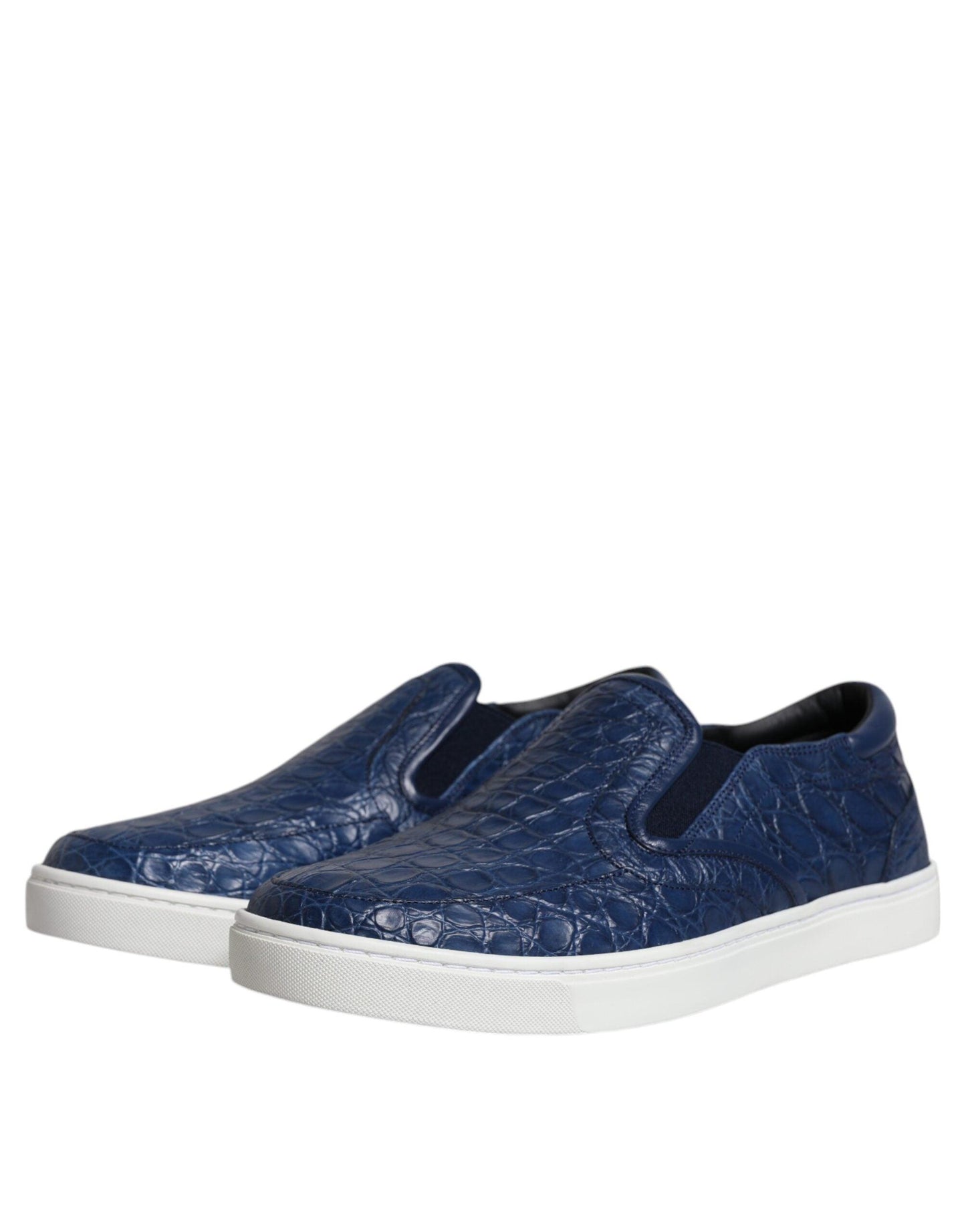 Dolce & Gabbana Blue Croc Exotic Leather Men Sneakers Shoes - Arichezz.store