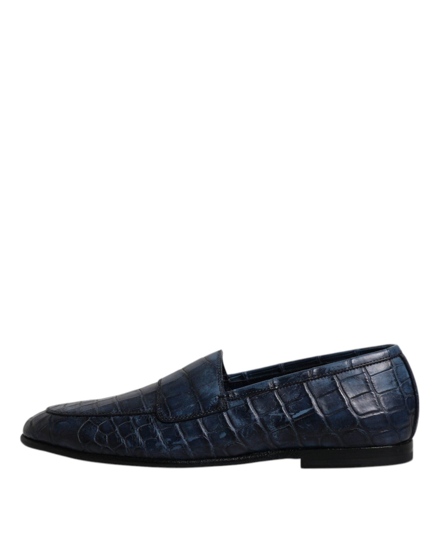 Dolce & Gabbana Blue Exotic Leather Moccasin Slip On Shoes - Arichezz.store