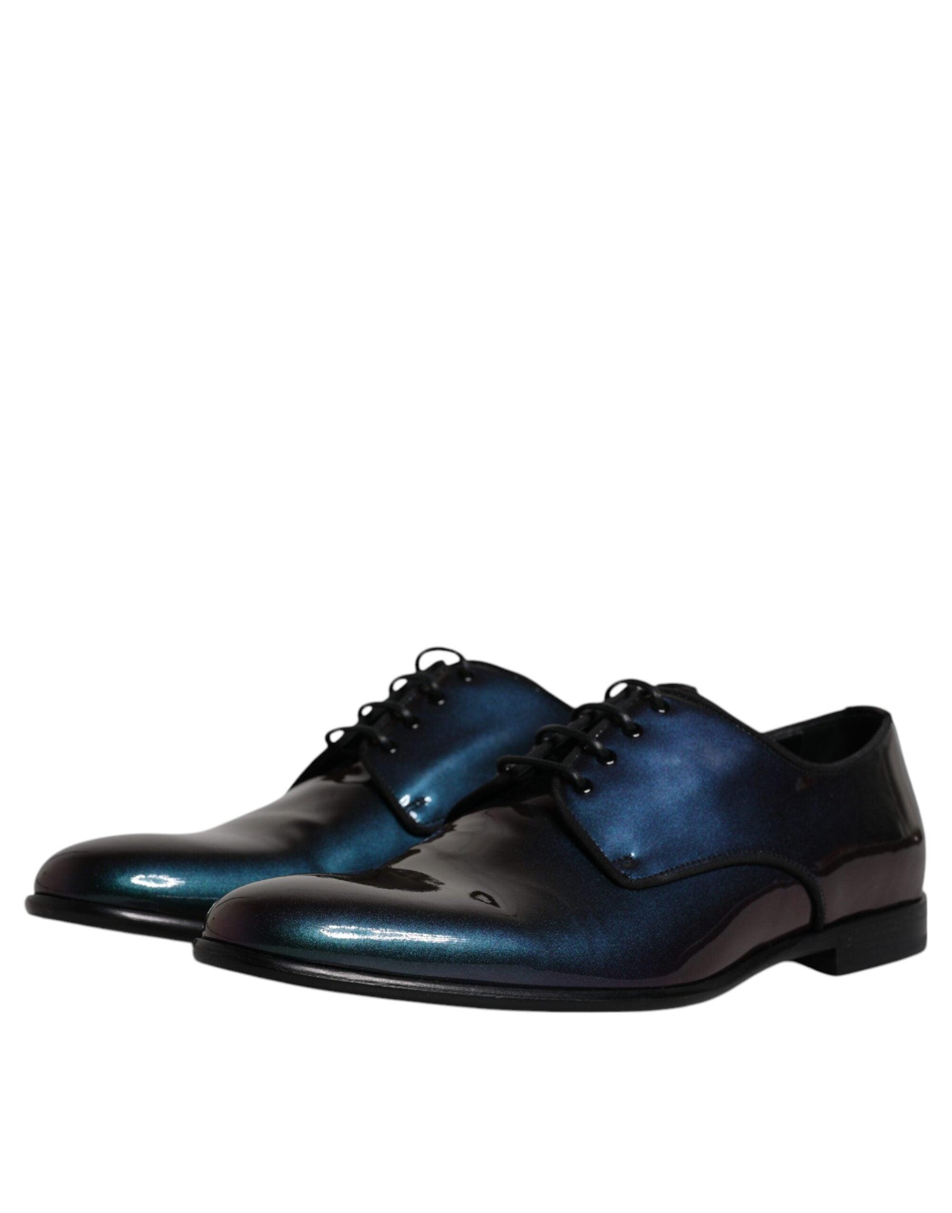 Dolce & Gabbana Peacock Patent Leather Derby Men Dress Shoes - Arichezz.store