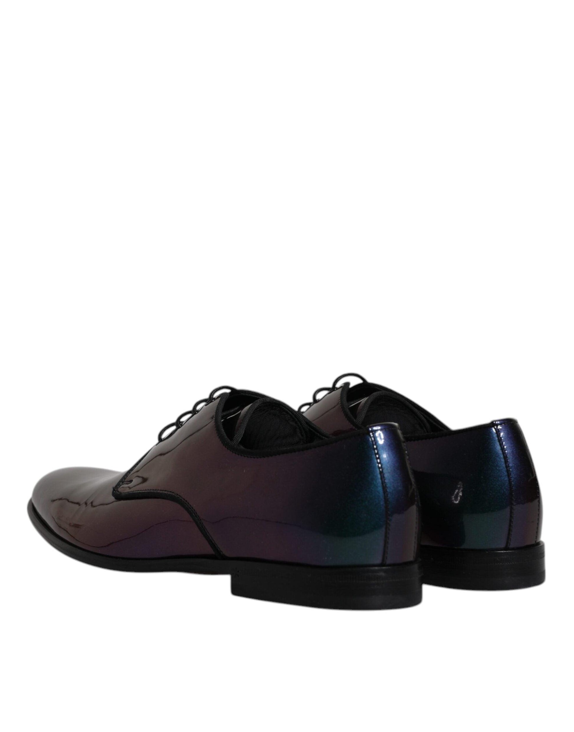 Dolce & Gabbana Peacock Patent Leather Derby Men Dress Shoes - Arichezz.store