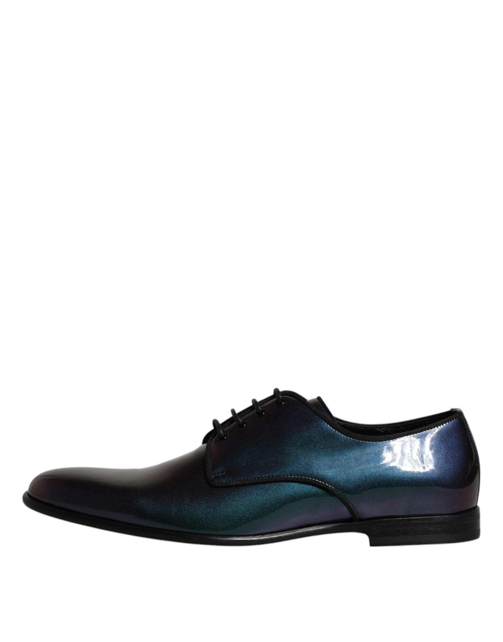 Dolce & Gabbana Peacock Patent Leather Derby Men Dress Shoes - Arichezz.store