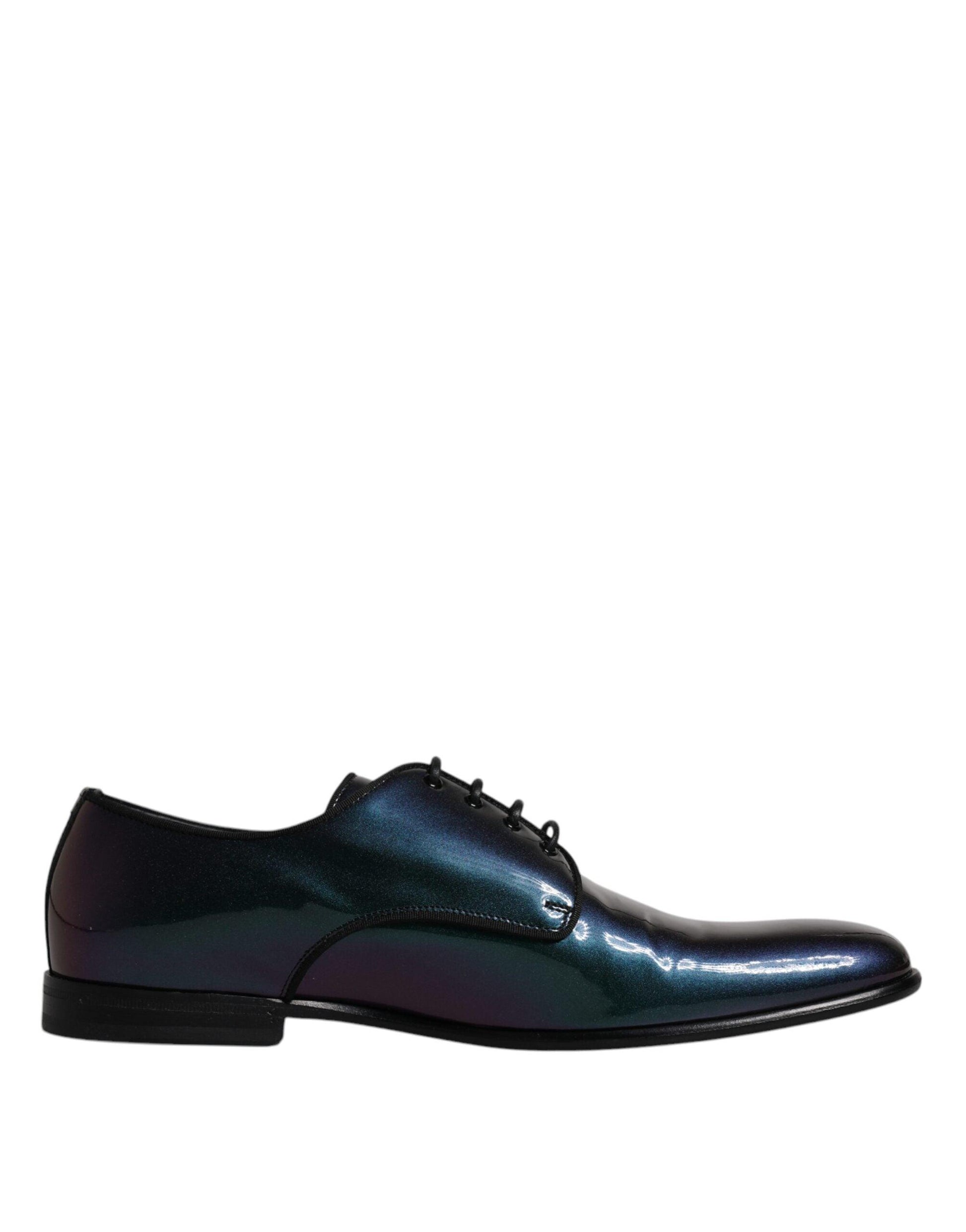 Dolce & Gabbana Peacock Patent Leather Derby Men Dress Shoes - Arichezz.store