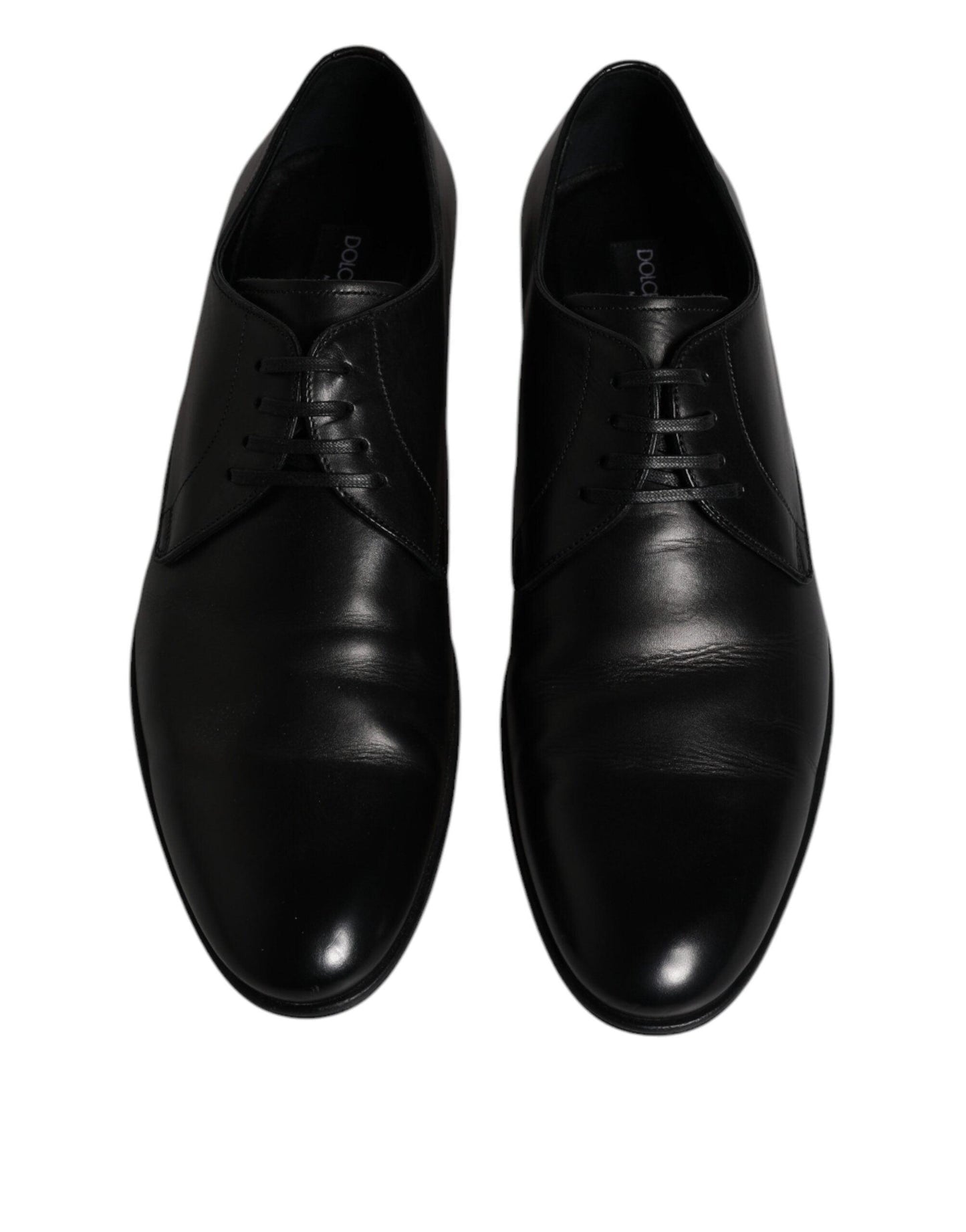 Dolce & Gabbana Black Leather Lace Up Men Derby Formal Shoes - Arichezz.store