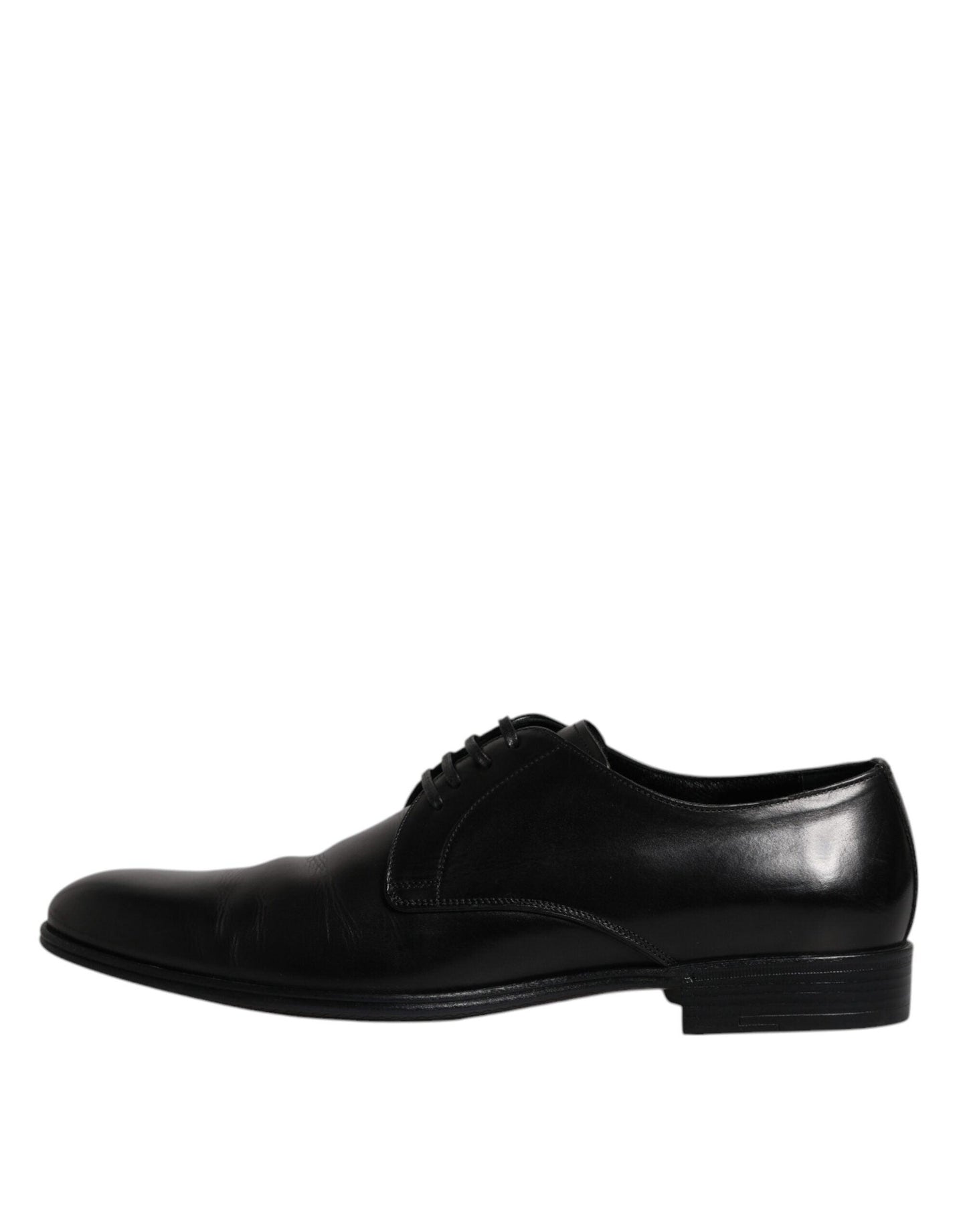 Dolce & Gabbana Black Leather Lace Up Men Derby Formal Shoes - Arichezz.store