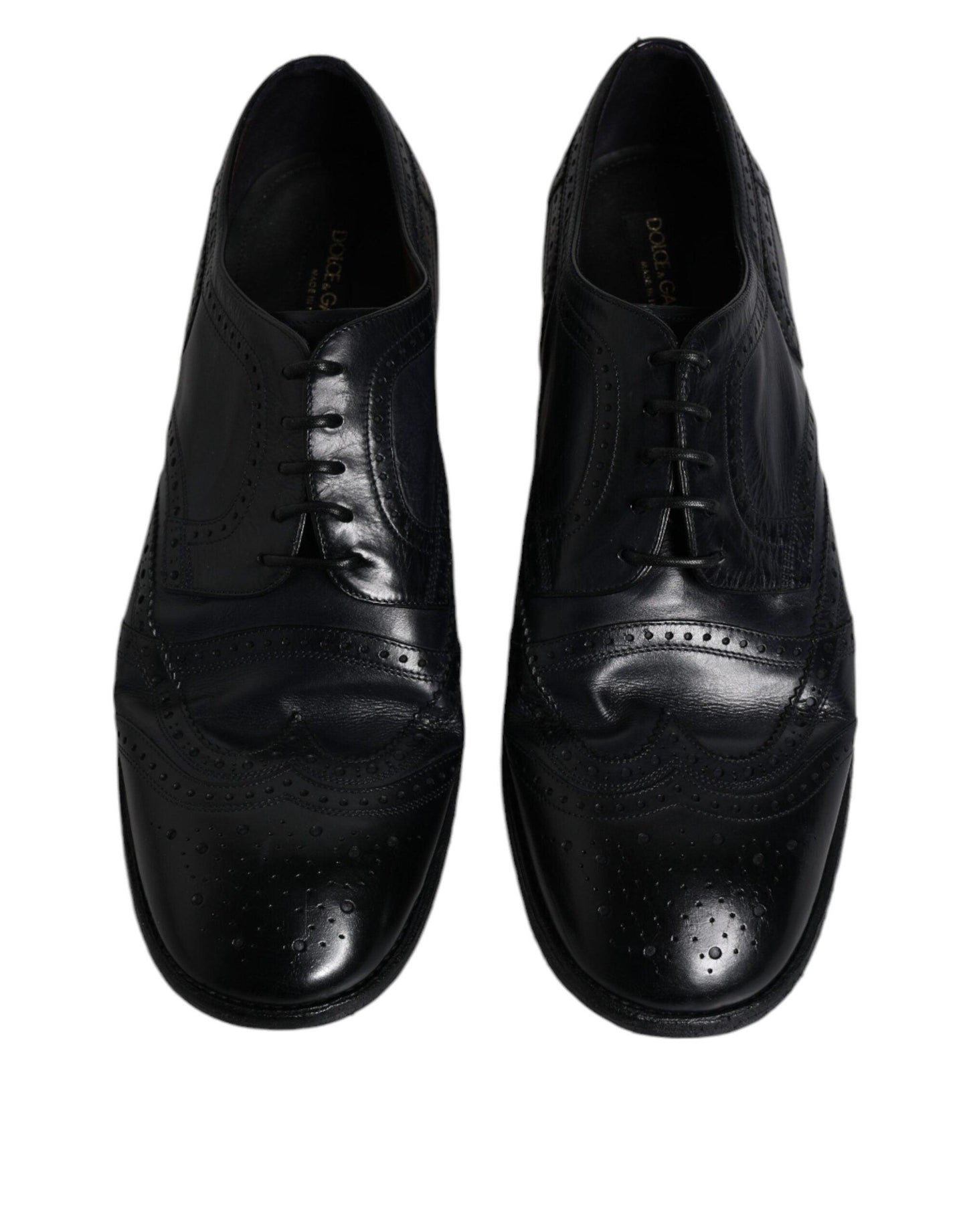 Dolce & Gabbana Blue Leather Derby Wingtip Formal Shoes - Arichezz.store