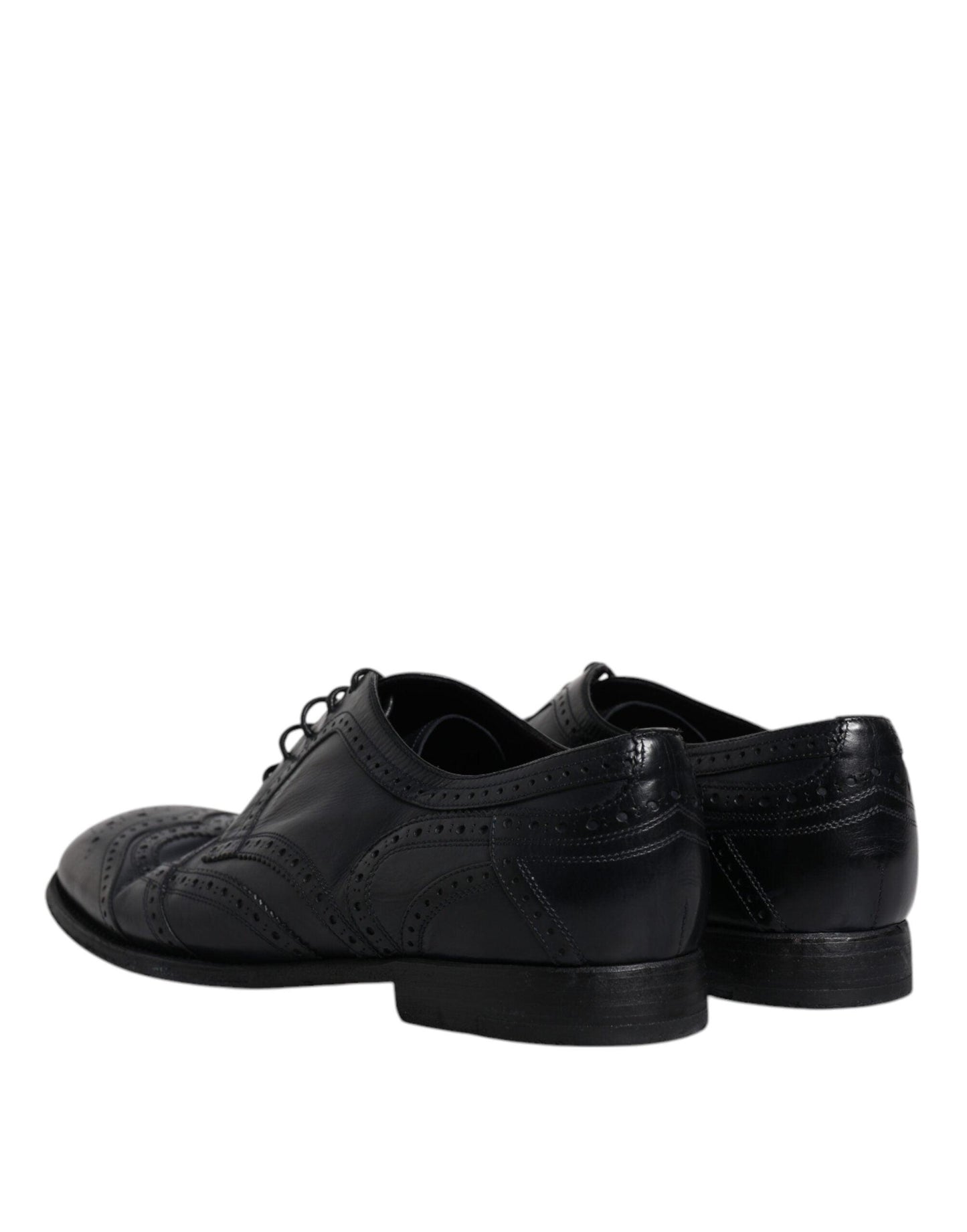 Dolce & Gabbana Blue Leather Derby Wingtip Formal Shoes - Arichezz.store