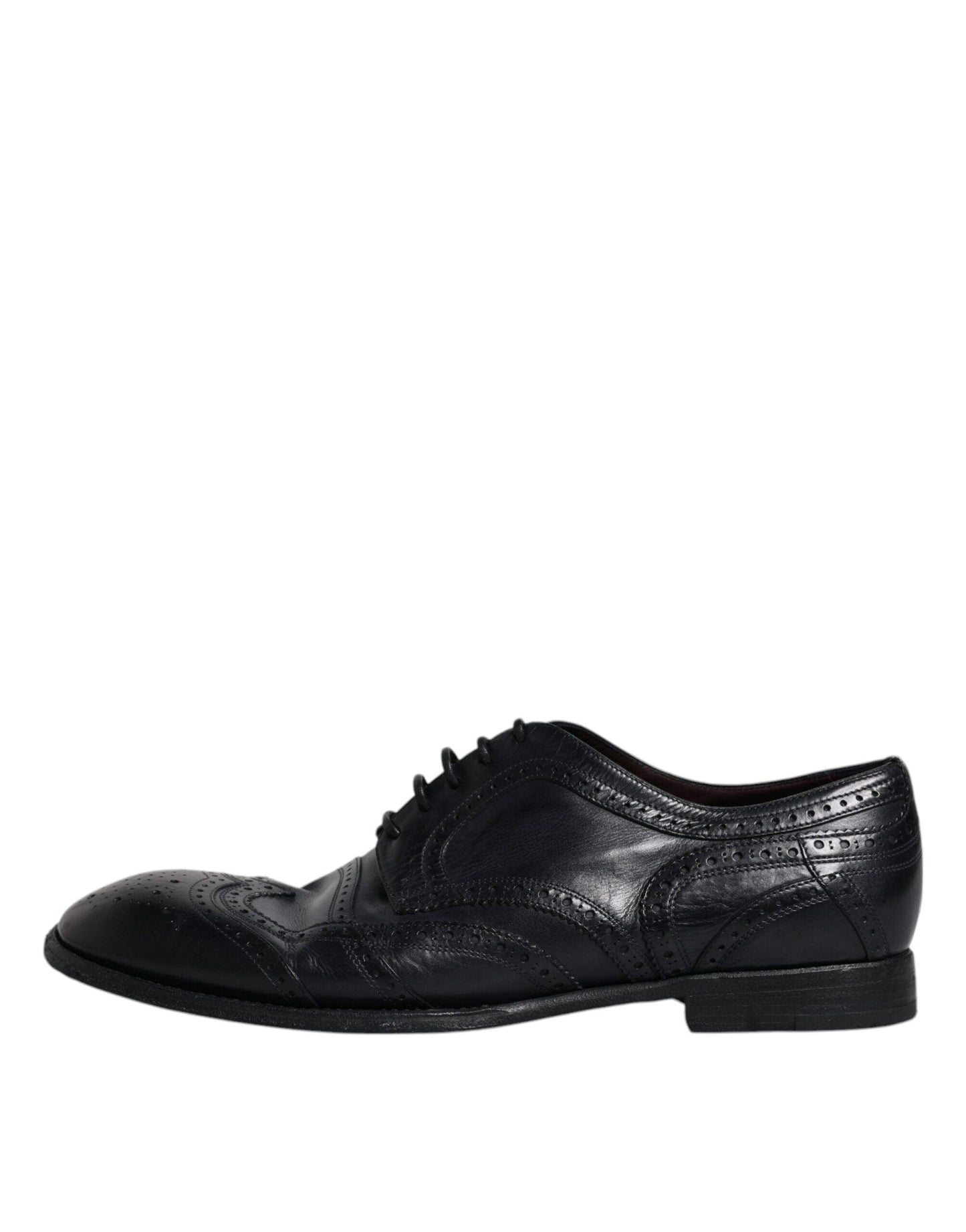 Dolce & Gabbana Blue Leather Derby Wingtip Formal Shoes - Arichezz.store