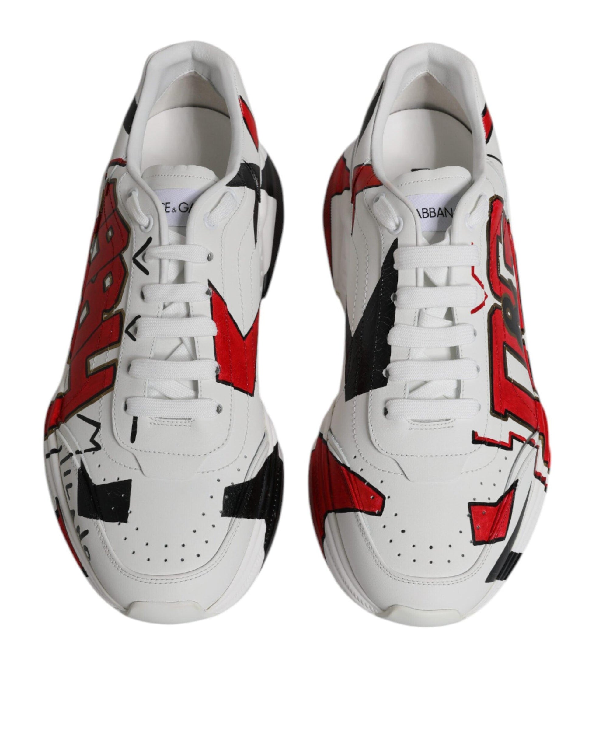 Dolce & Gabbana White Daymaster Hand Painted Sneakers Shoes - Arichezz.store