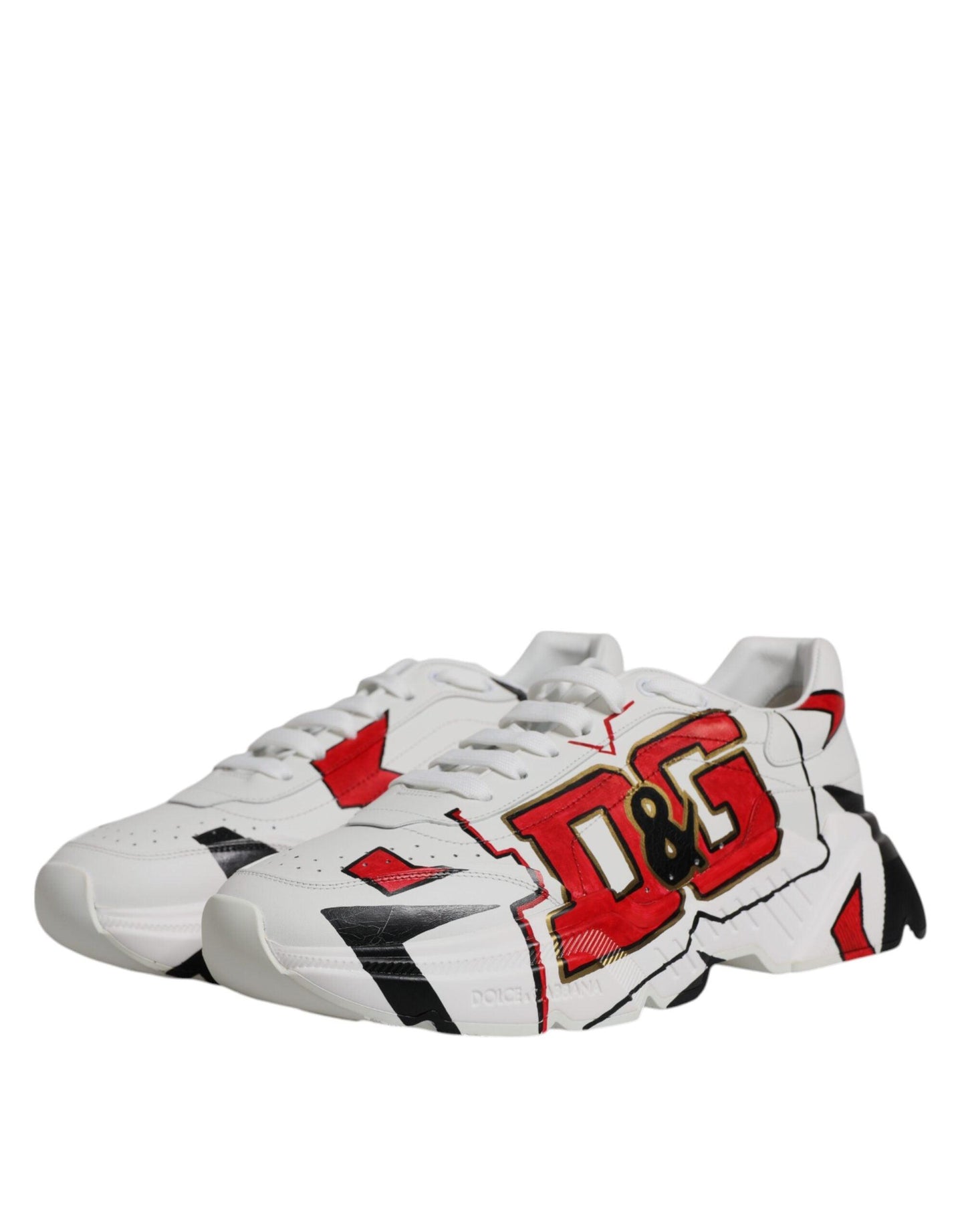 Dolce & Gabbana White Daymaster Hand Painted Sneakers Shoes - Arichezz.store