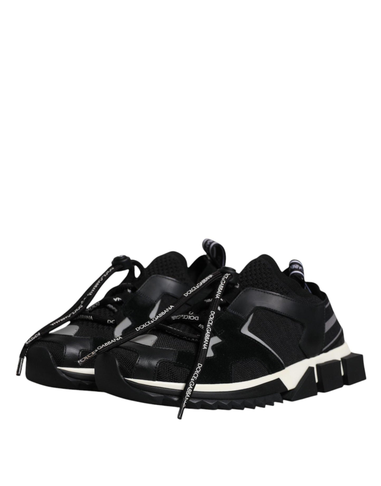 Dolce & Gabbana Black White Logo Sorrento Mens Sneakers Shoes - Arichezz.store