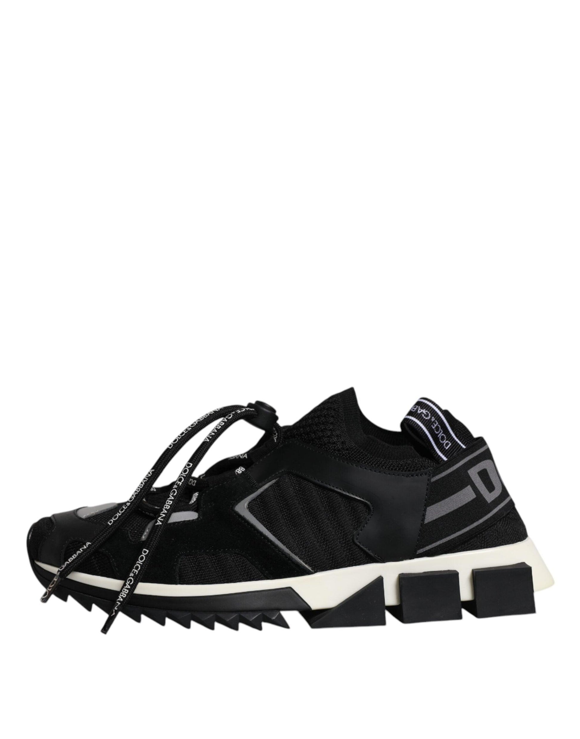 Dolce & Gabbana Black White Logo Sorrento Mens Sneakers Shoes - Arichezz.store